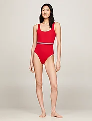 Tommy Hilfiger - SQUARE NECK ONE PIECE - badedragter - primary red - 4