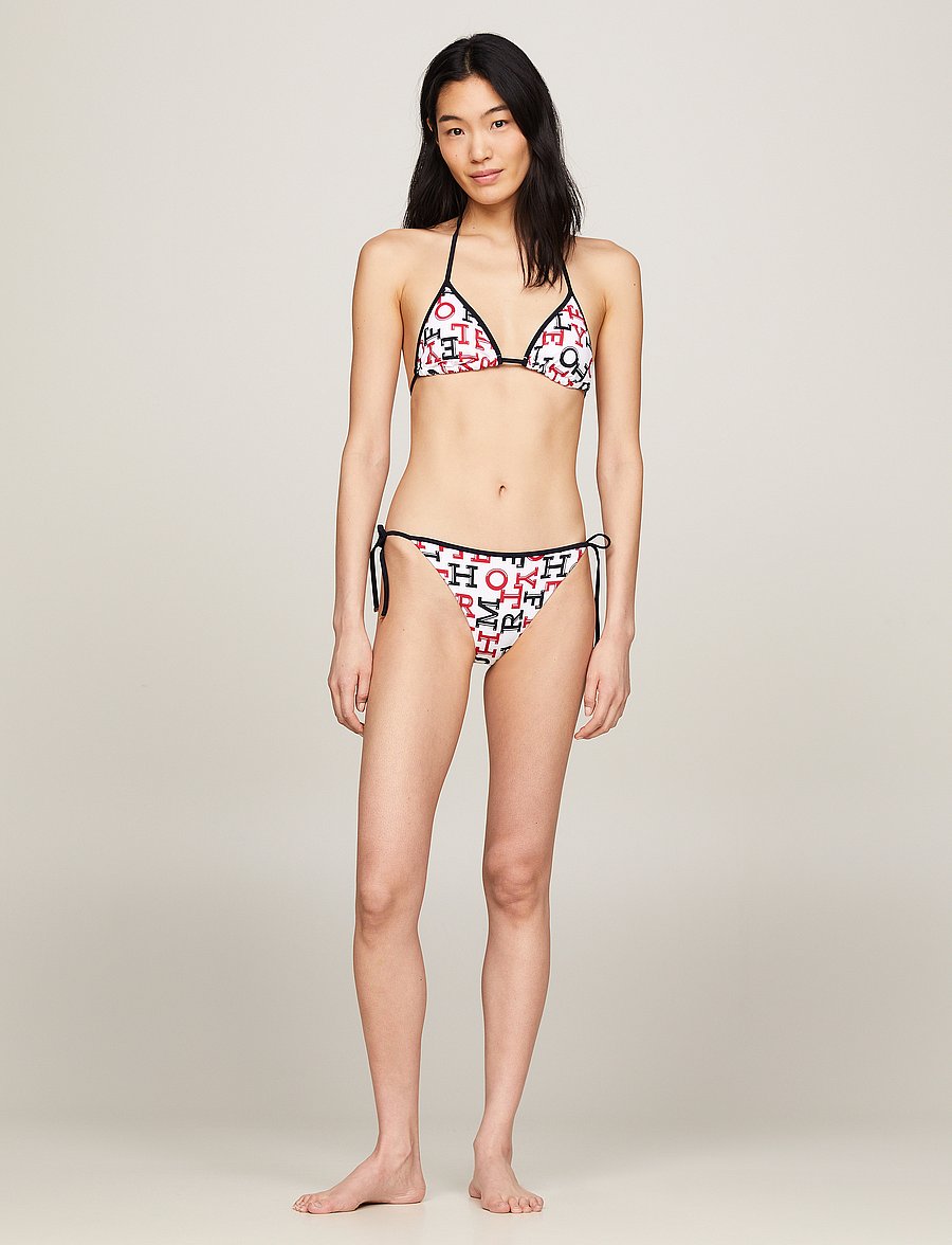 Tommy Hilfiger - CHEEKY STRING SIDE TIE PRINT - side tie bikinier - spell out red / desert sky - 4