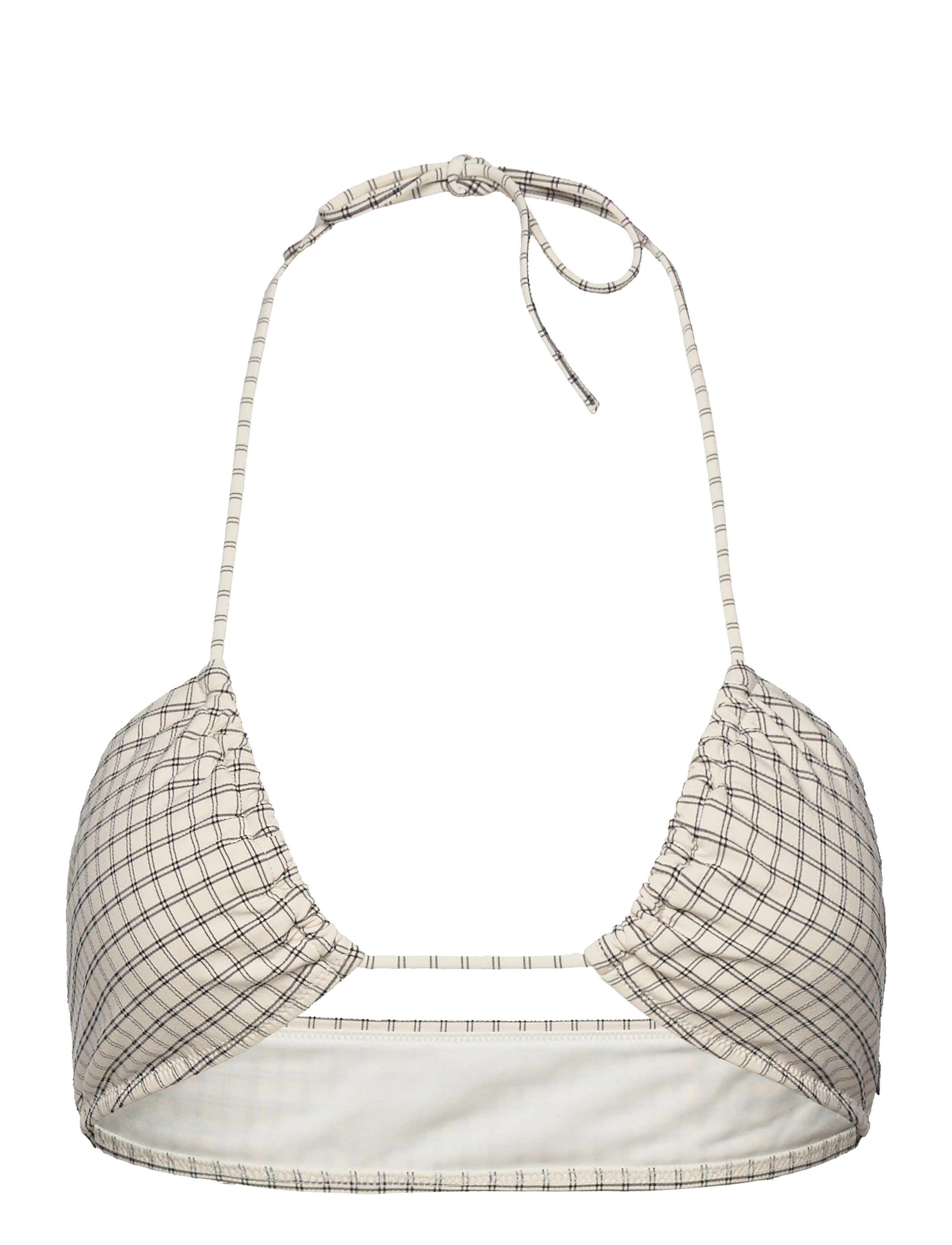 Tommy Hilfiger HALTER BANDEAU RP - Bikinier - LINEAR GRID CHECK IVORY/BLACK / beige
