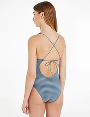 Tommy Hilfiger - CUT OUT ONE PIECE - badedragter - linear grid check blue coal/ ivory - 2