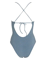 Tommy Hilfiger - CUT OUT ONE PIECE - badeanzüge - linear grid check blue coal/ ivory - 4