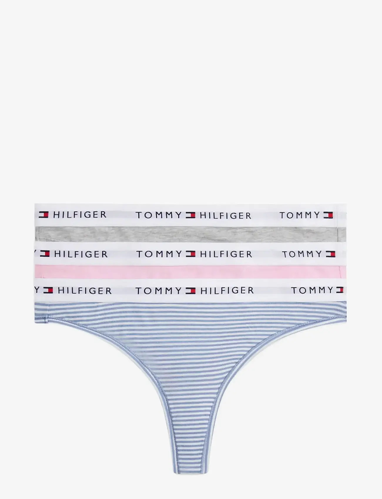 Tommy Hilfiger - 3 PACK THONG - stringtrusser - classic pink mini stripe grey htr - 1
