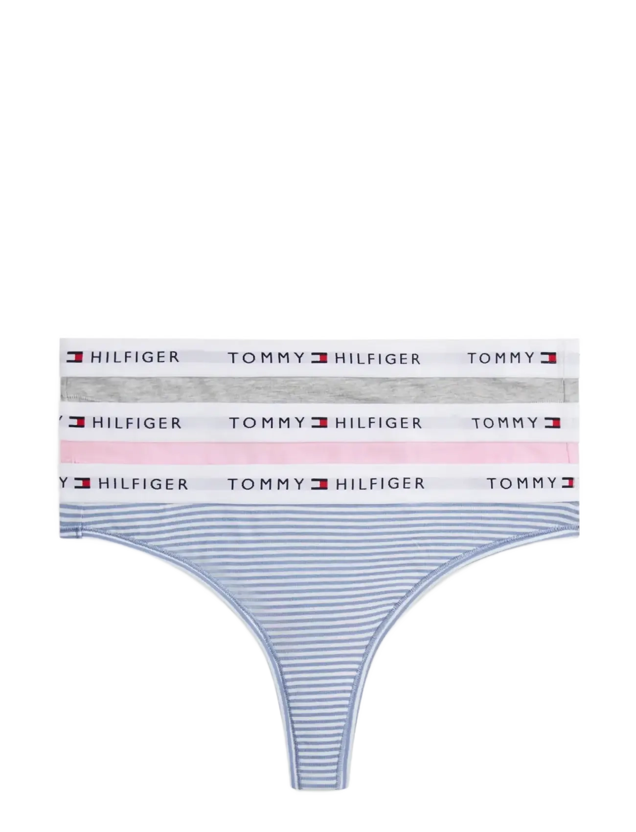 Tommy Hilfiger 3 PACK THONG - Stringtrusser - CLASSIC PINK MINI STRIPE GREY HTR / multi
