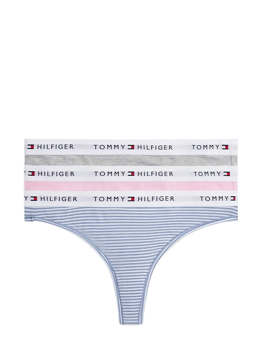 Tommy Hilfiger - 3 PACK THONG (EXT.SIZES) - stringid - classic pink mini stripe grey htr - 1