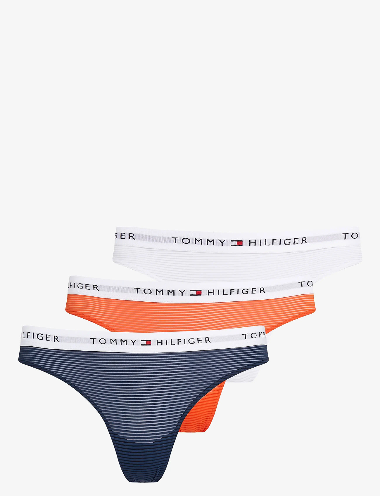 Tommy Hilfiger - 3 PACK MESH THONG - stringtrosor - white/ brilliant orange/ dark night - 0