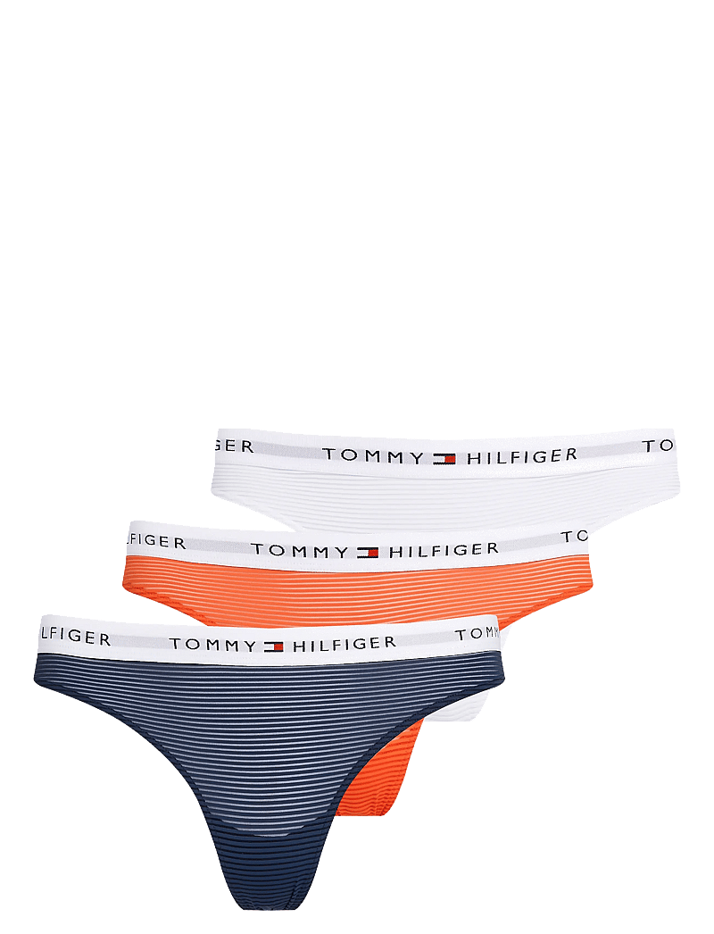 Tommy Hilfiger - 3 PACK MESH THONG - thongs - white/ brilliant orange/ dark night - 0