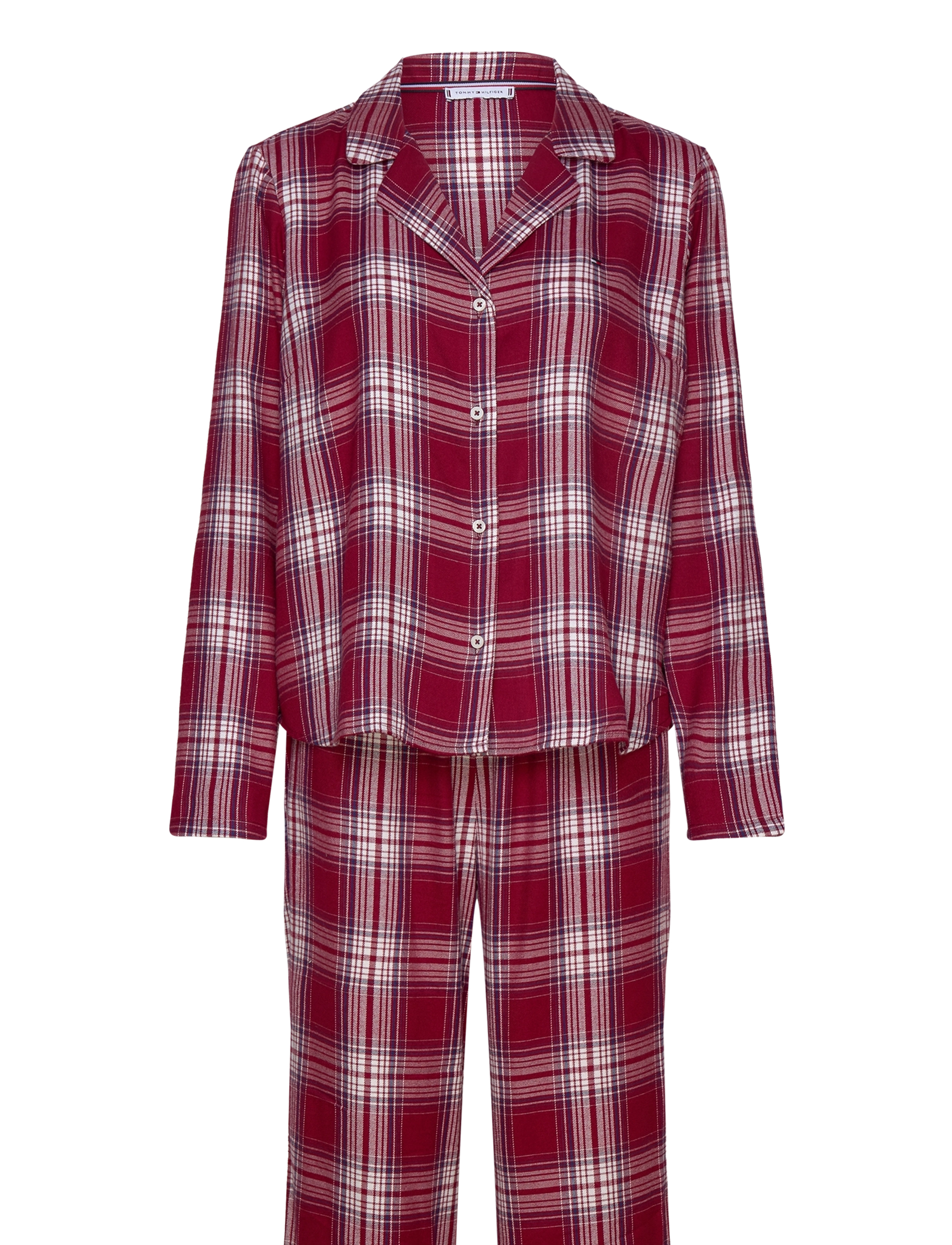 Tommy Hilfiger - LS FLNL SHIRT PJ SET (EXT.SIZE) - plaid check deep rouge - 1