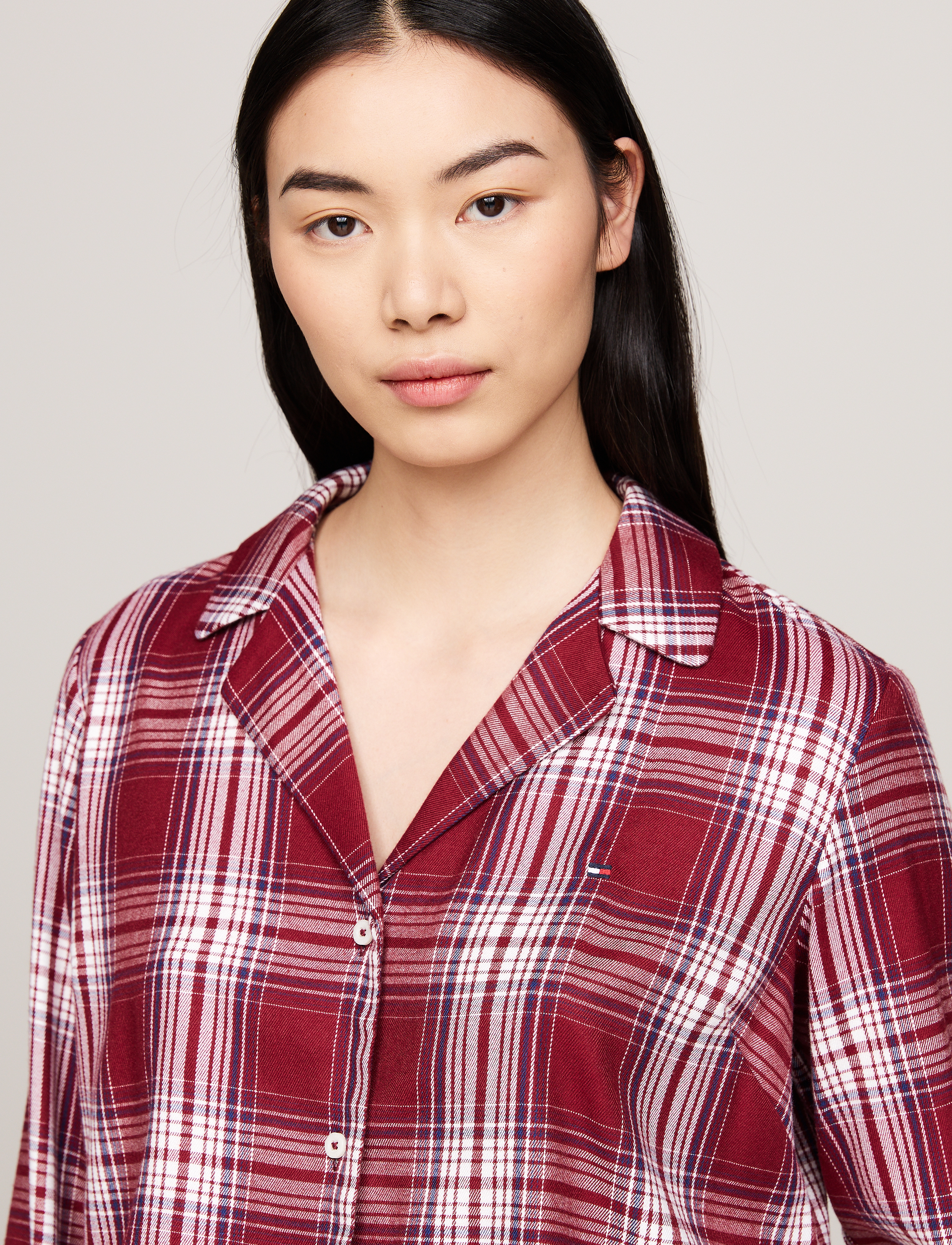 Tommy Hilfiger - LS FLNL SHIRT PJ SET (EXT.SIZE) - plaid check deep rouge - 5