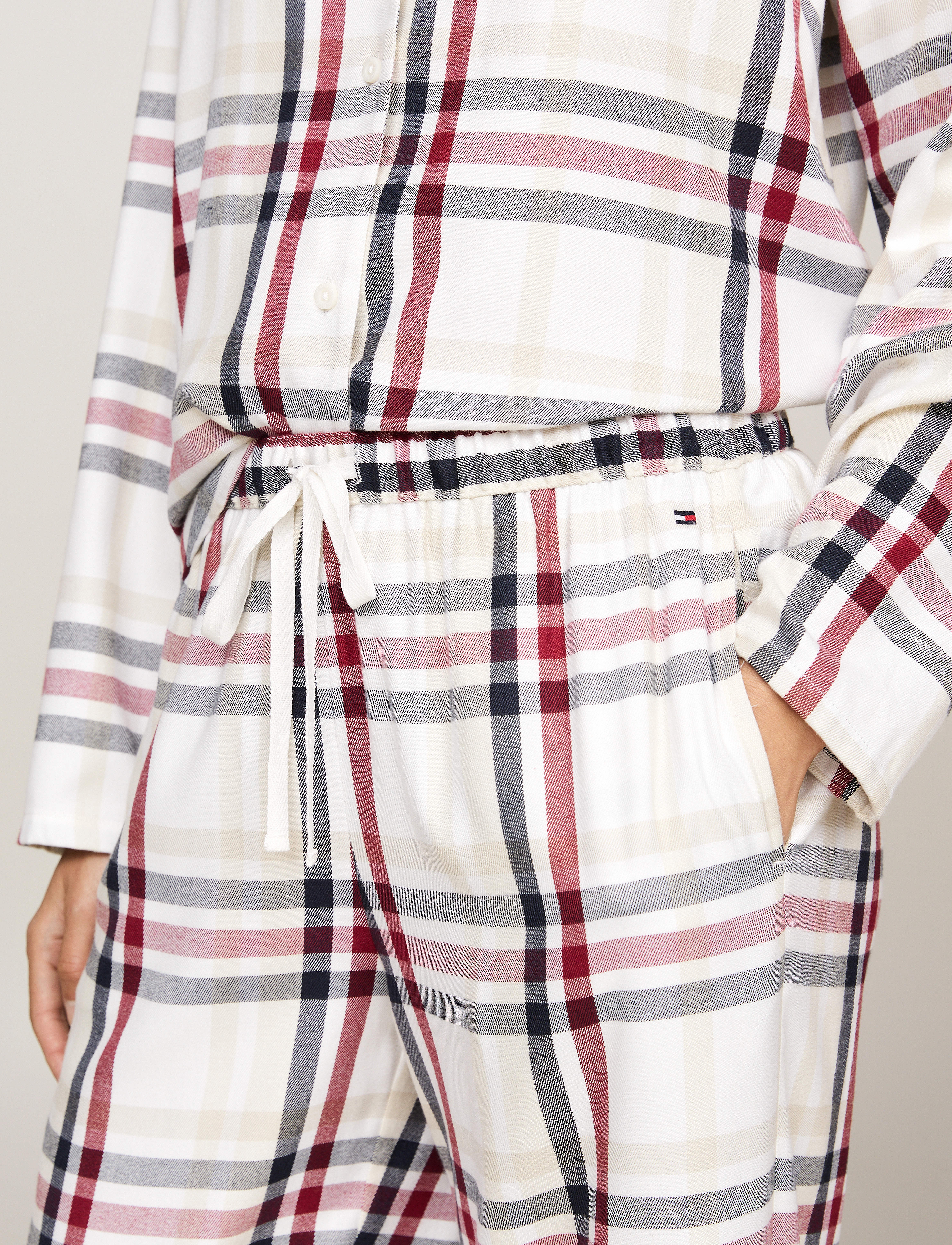 Tommy Hilfiger - GIFT FULL FLANNEL PJ SET&SLIPPER - heritage check ivory - 0