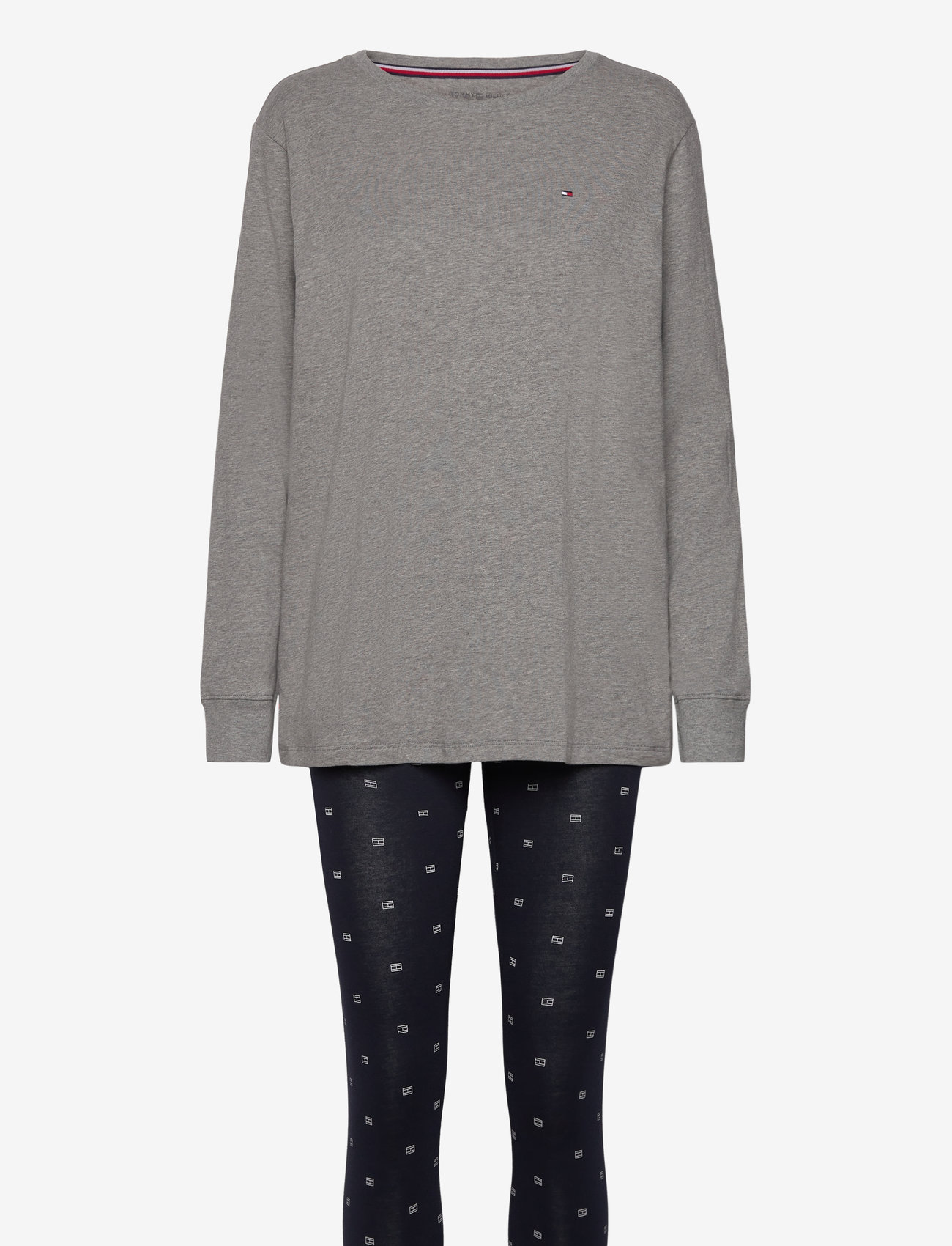 Tommy Hilfiger - GIFT LEGGING PJ SET W EYEMASK - pyjamas - mid grey ht / outline flag - 1
