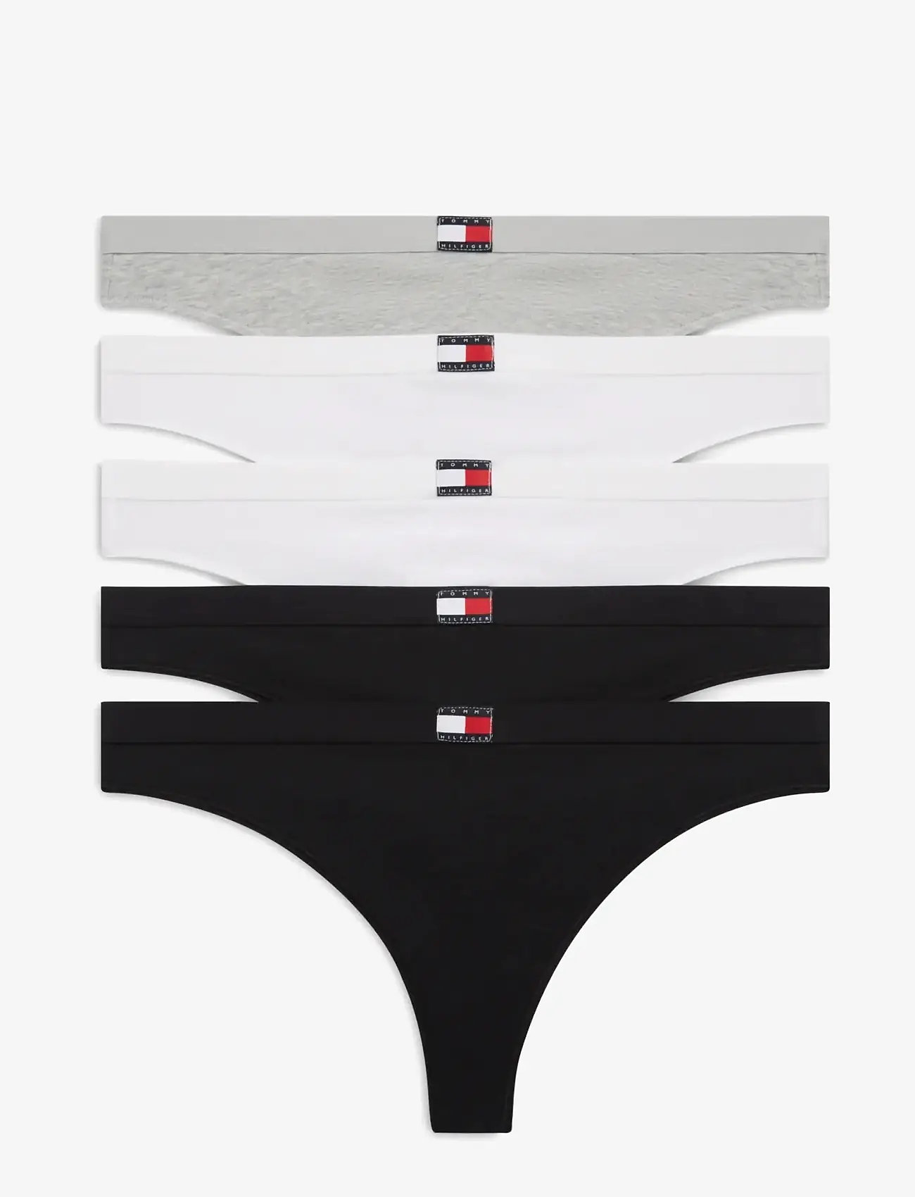 Tommy Hilfiger - 5 PACK FLAG THONG - string - grey white white black black - 1