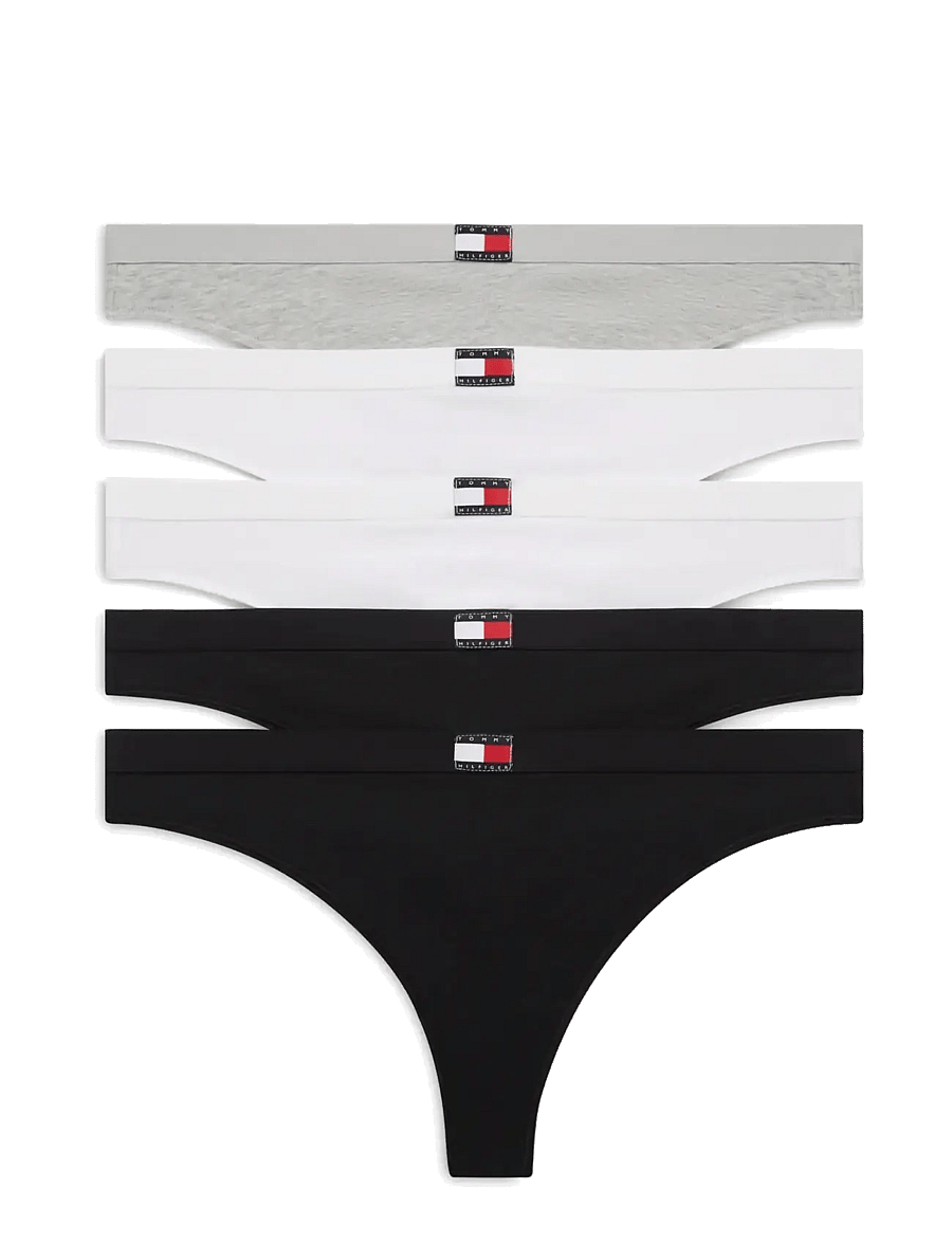 Tommy Hilfiger - 5 PACK THONG - stringtrosor - grey white white black black - 1