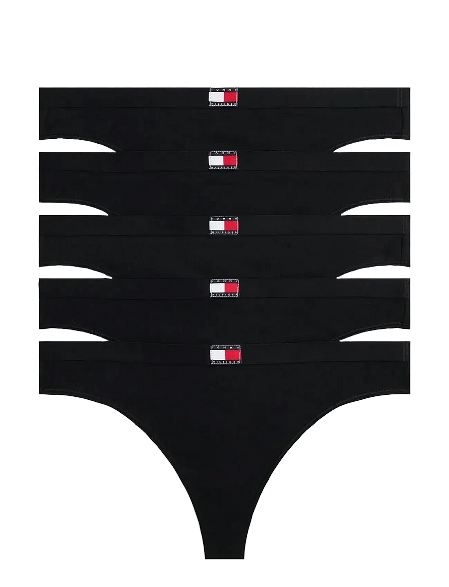 Tommy Hilfiger - 5 PACK THONG - tangas - black black black black black - 1