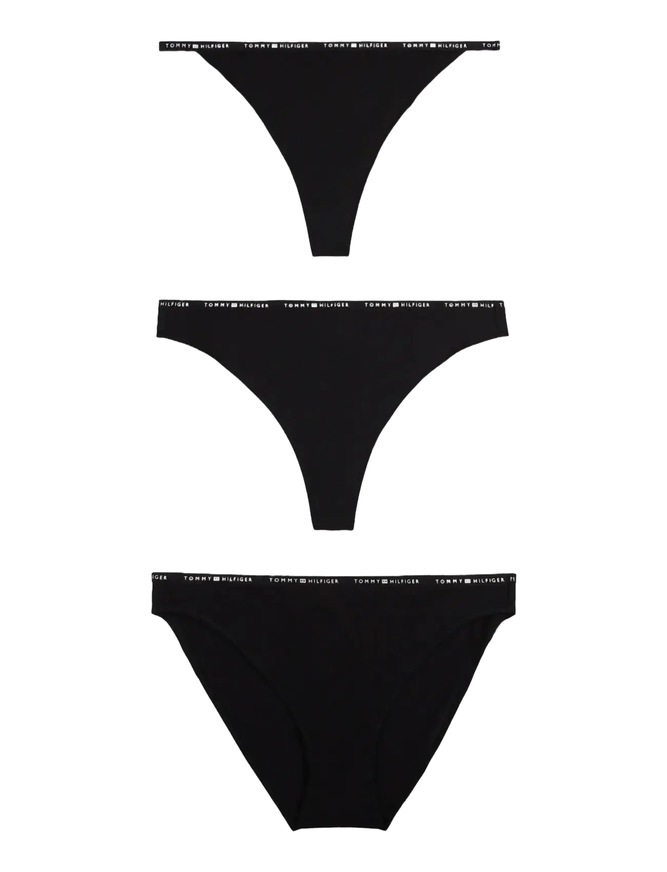 Tommy Hilfiger 3 PACK MULTI SHAPE BOTTOM - Alusvaatteet - BLACK  BLACK  BLACK / black