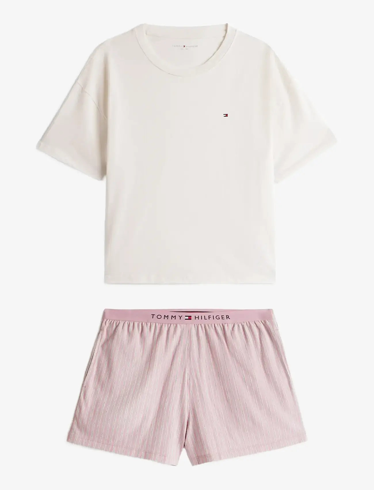 Tommy Hilfiger - SS PRT PJ SHORT SET (EXT. SIZES) - pyjamas - ivory   sile stp mystic orchid - 1