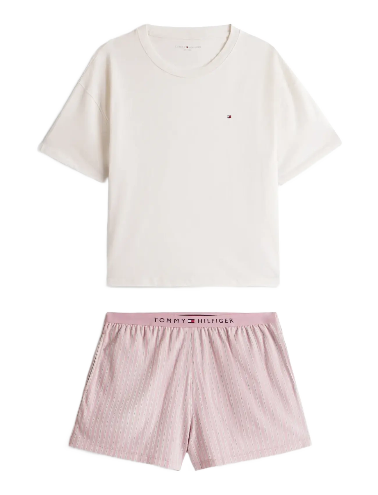 SS PRT PJ SHORT SET (EXT. SIZES) - IVORY   SILE STP MYSTIC ORCHID