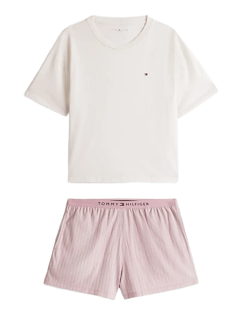 Tommy Hilfiger - SS PRT PJ SHORT SET (EXT. SIZE) - pyjamas - ivory sile stp mystic orchid - 1