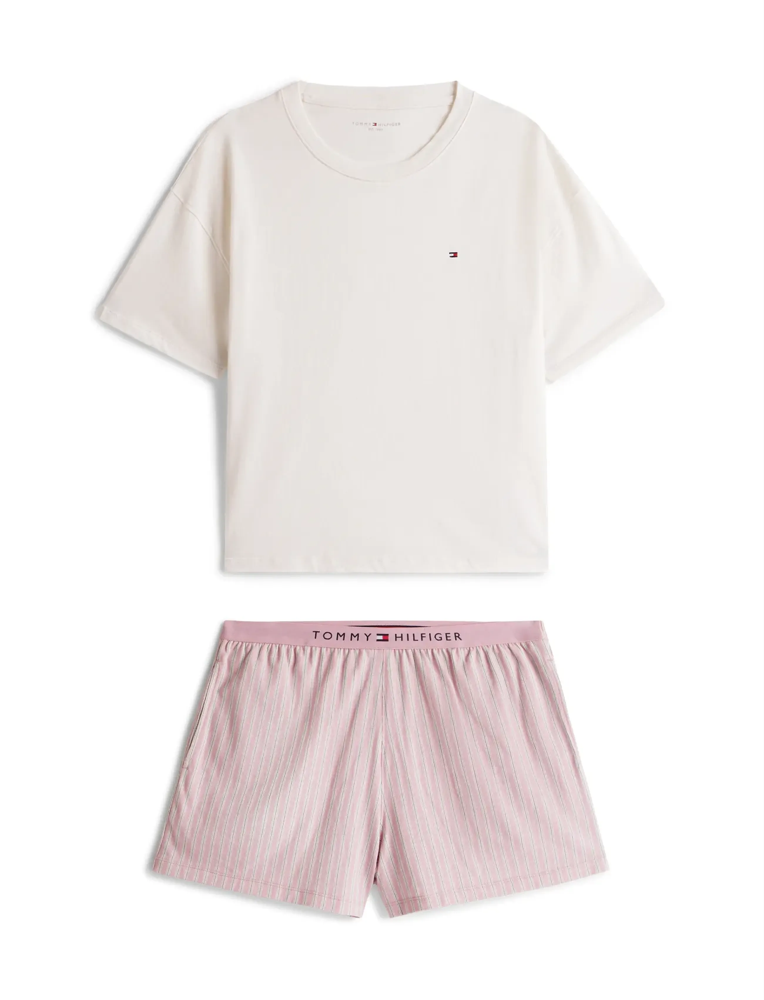 Tommy Hilfiger - SS PRT PJ SHORT SET (EXT. SIZES) - pyjamas - ivory   sile stp mystic orchid - 5