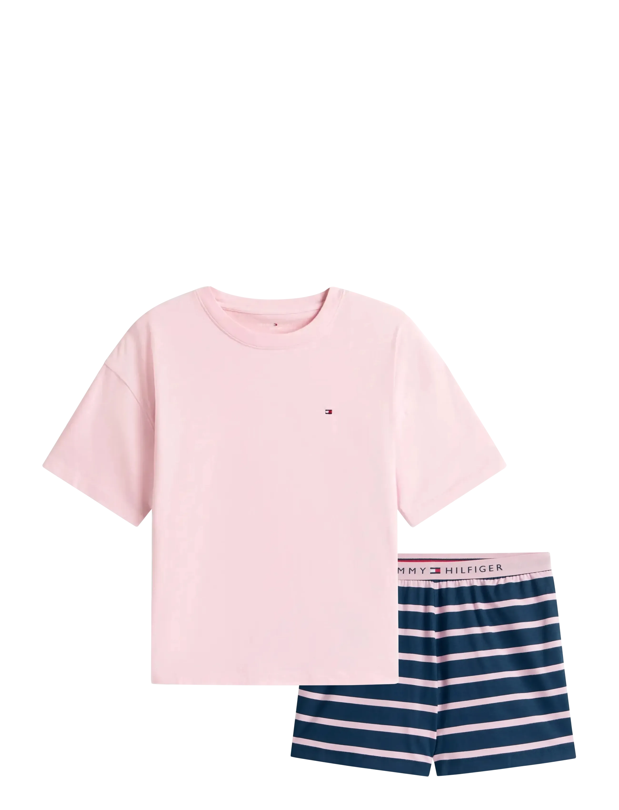 Tommy Hilfiger SS PRT PJ SHORT SET (EXT. SIZES) - Unterwäsche - BONITA PINK   BRETON NAVY / pink/rose