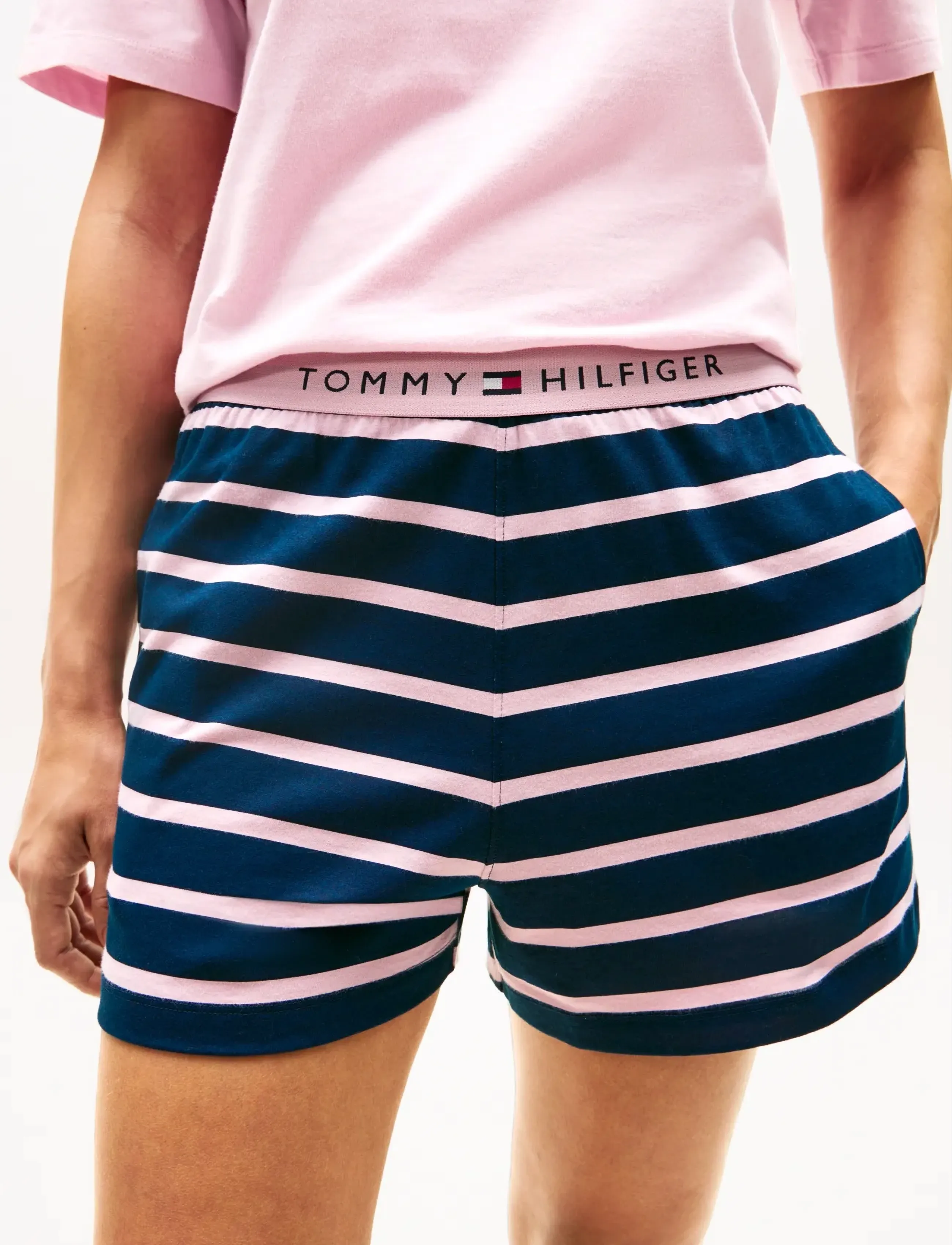 Tommy Hilfiger - SS PRT PJ SHORT SET (EXT. SIZES) - pyjama's - bonita pink   breton navy - 4