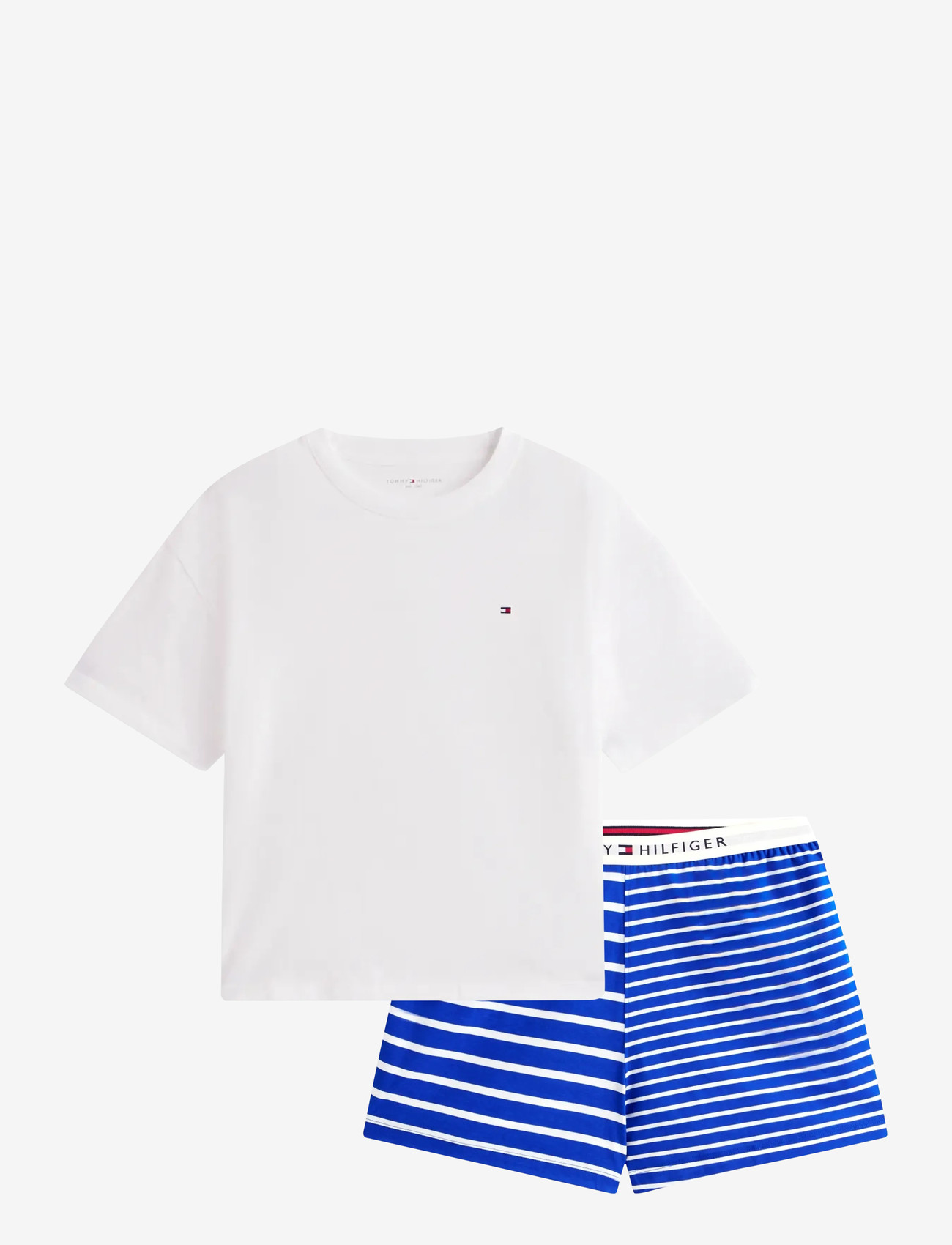 Tommy Hilfiger - SS PRT PJ SHORT SET (EXT. SIZES) - pysjamas - ecru  blue orbit berton - 1