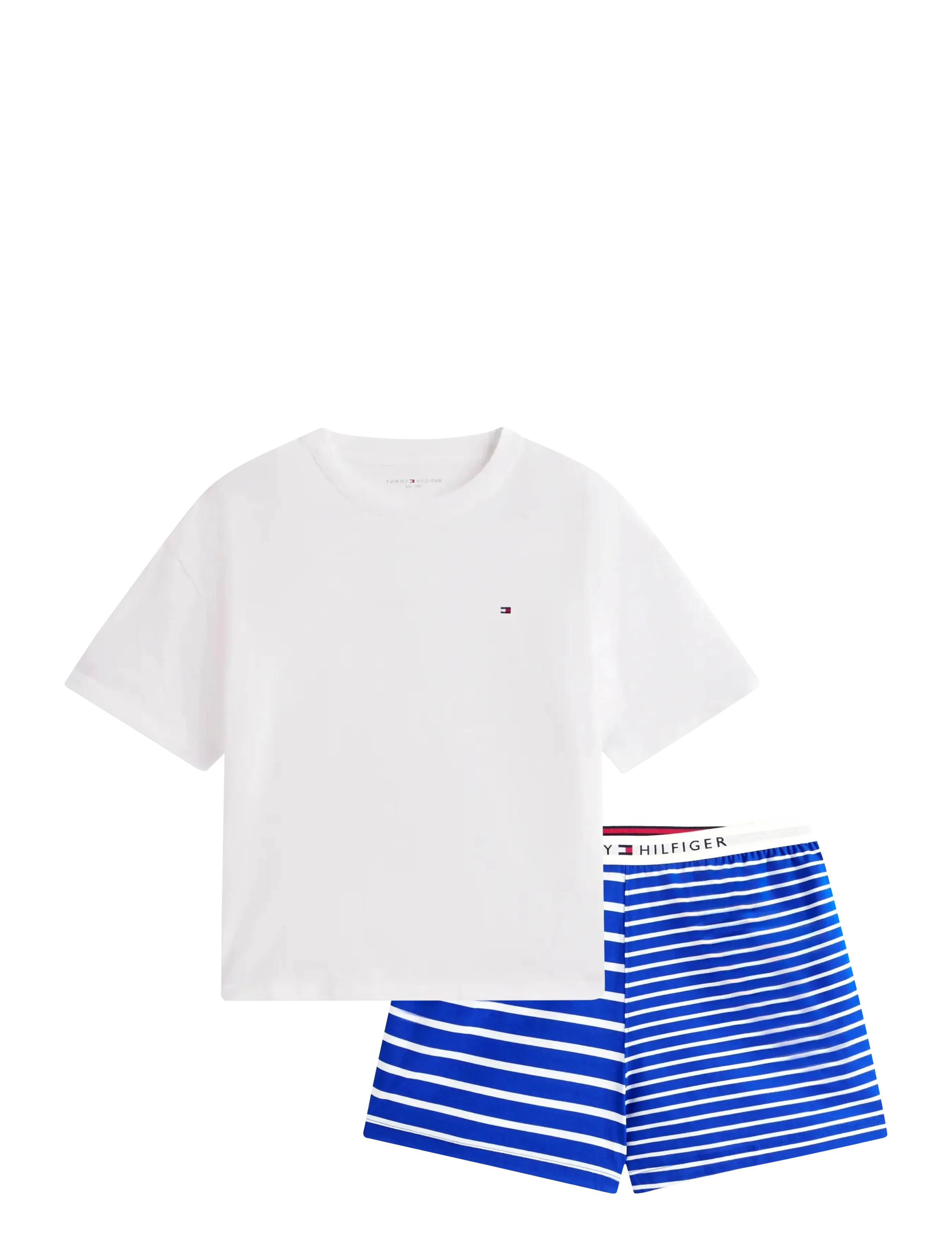Tommy Hilfiger SS PRT PJ SHORT SET (EXT. SIZES) - Uus - ECRU  BLUE ORBIT BERTON / blue