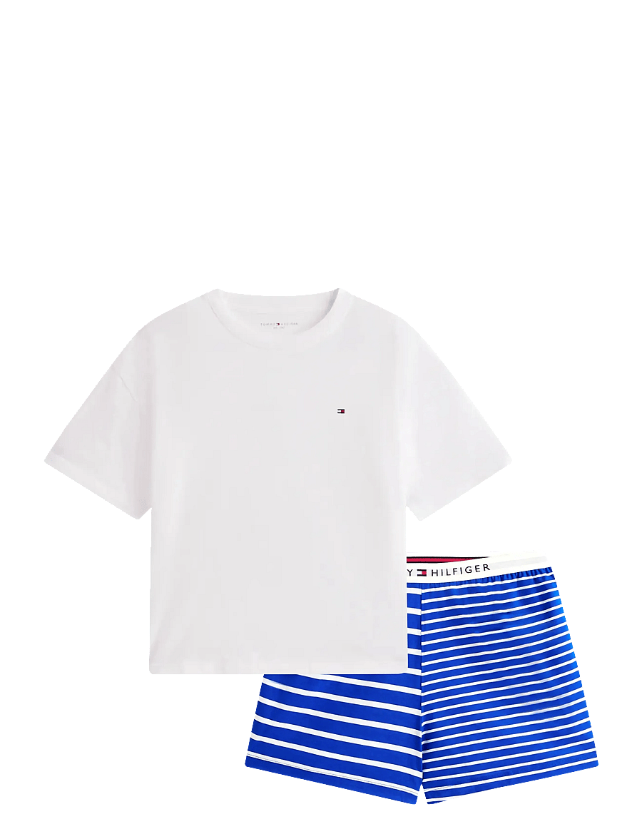 Tommy Hilfiger - SS PRT PJ SHORT SET (EXT. SIZES) - pyjamas - ecru blue orbit berton - 1