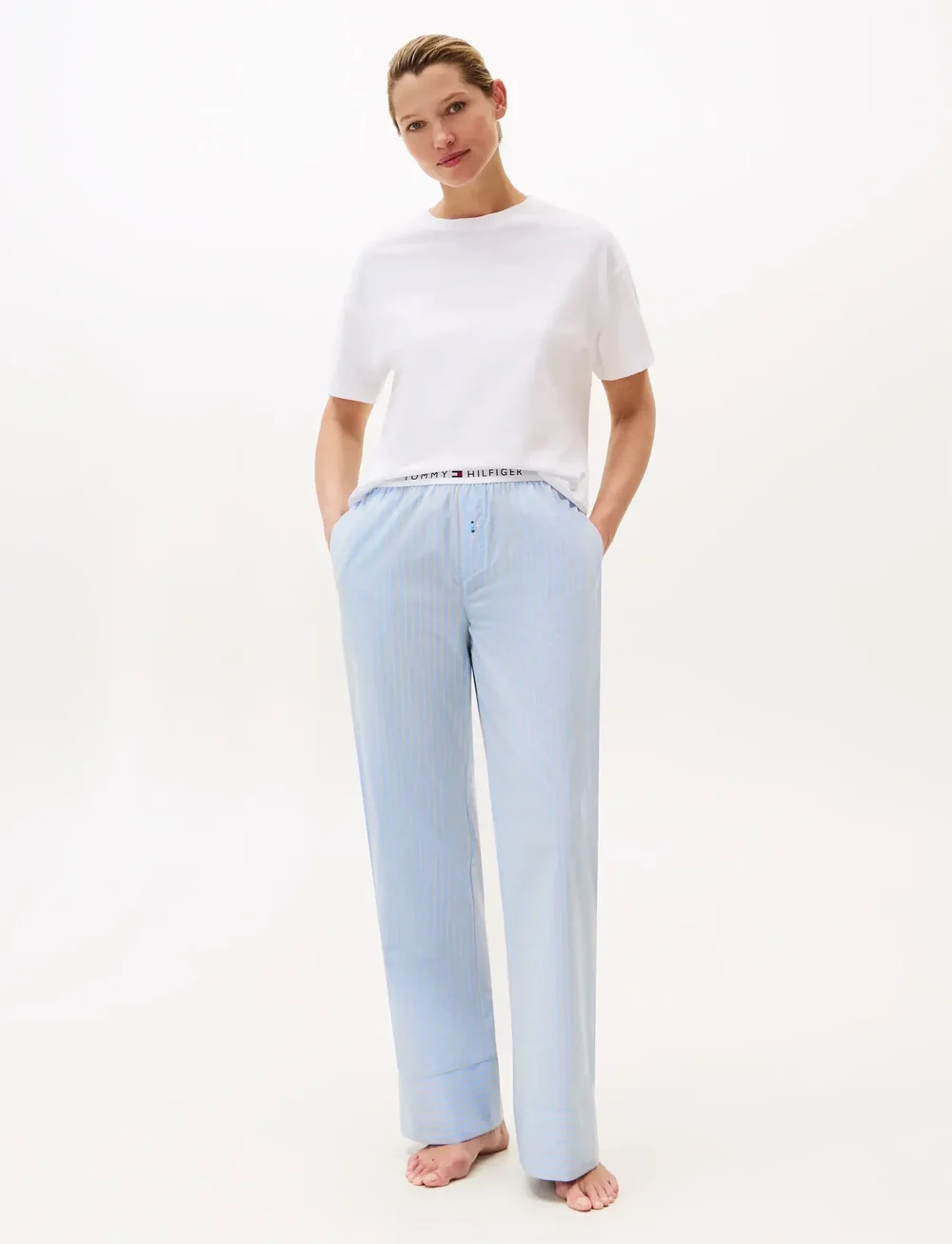 Tommy Hilfiger - STRIPE POPLIN PANTS (EXT.SIZES) - pyjamasbyxor - sile stp vessel blue - 0