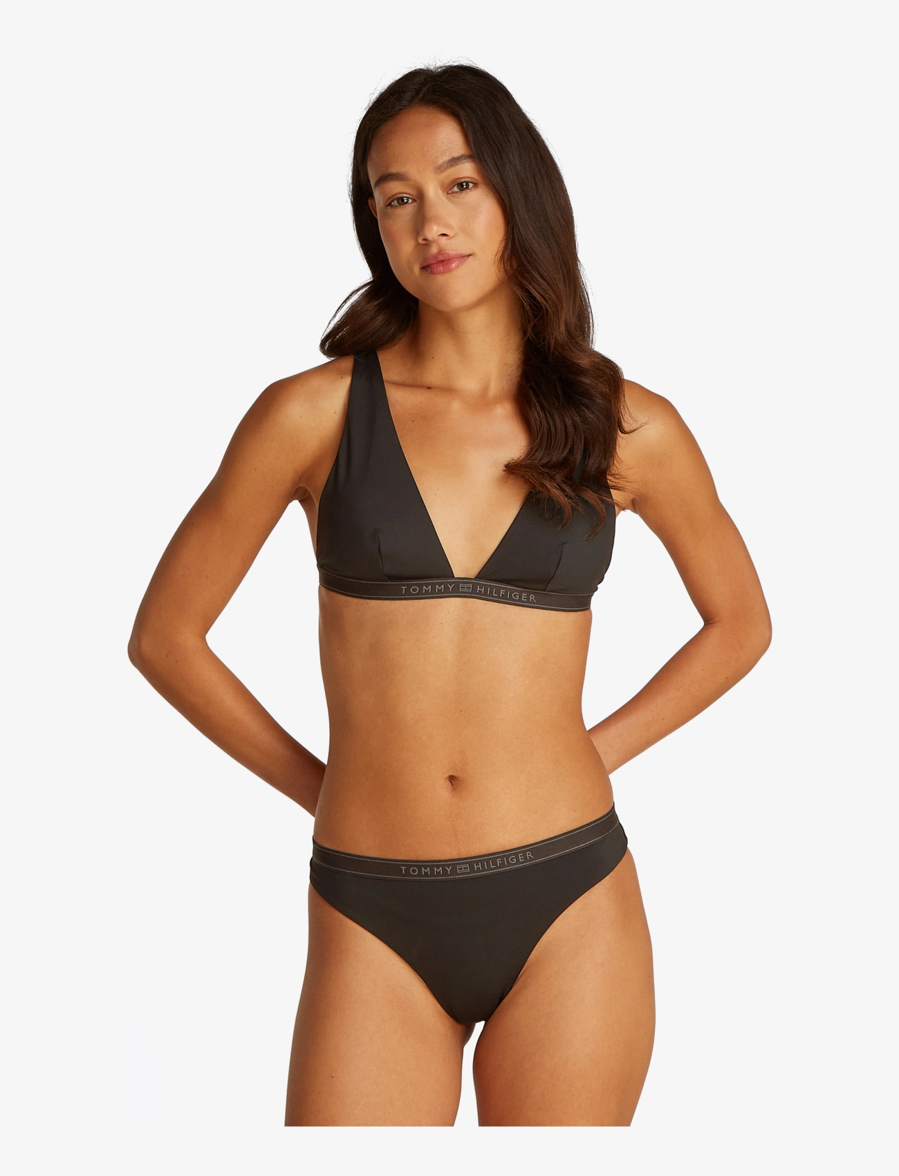 Tommy Hilfiger Plunge Rp, Kvinder, Plunge Bikinioverdel, Sort, Str: M