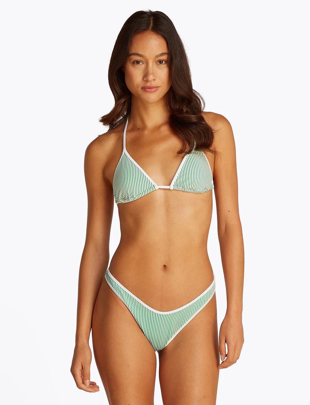 Tommy Hilfiger - HIGH LEG CHEEKY - bikinihousut - seersucker radiant green/ white - 0