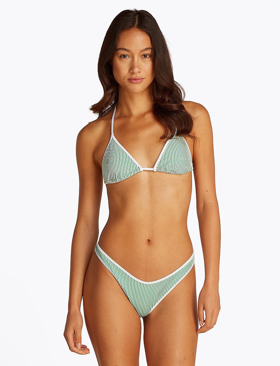 Tommy Hilfiger - HIGH LEG CHEEKY - brazilian bikinier - seersucker radiant green/ white - 0