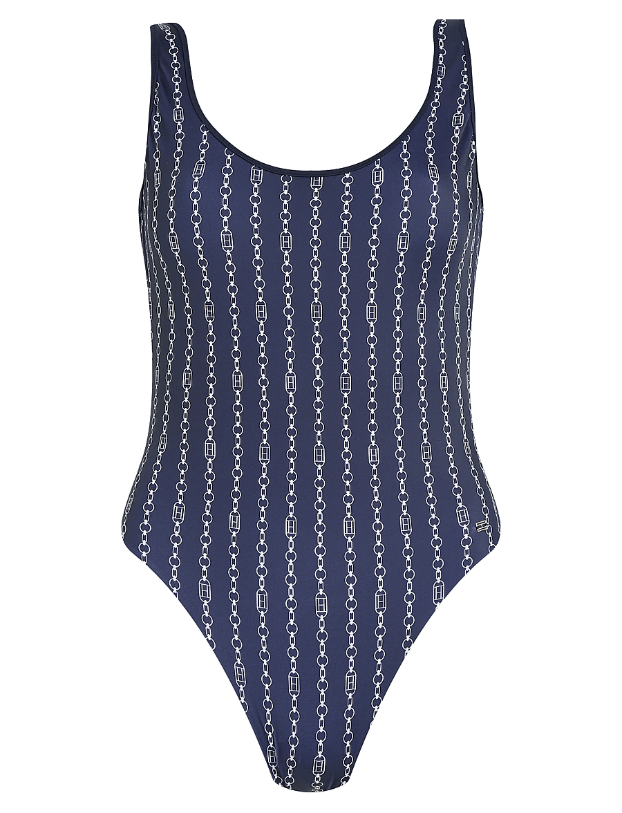 Tommy Hilfiger - ONE PIECE PRINT (EXT) - badedragter - flag chain dark night navy - 1