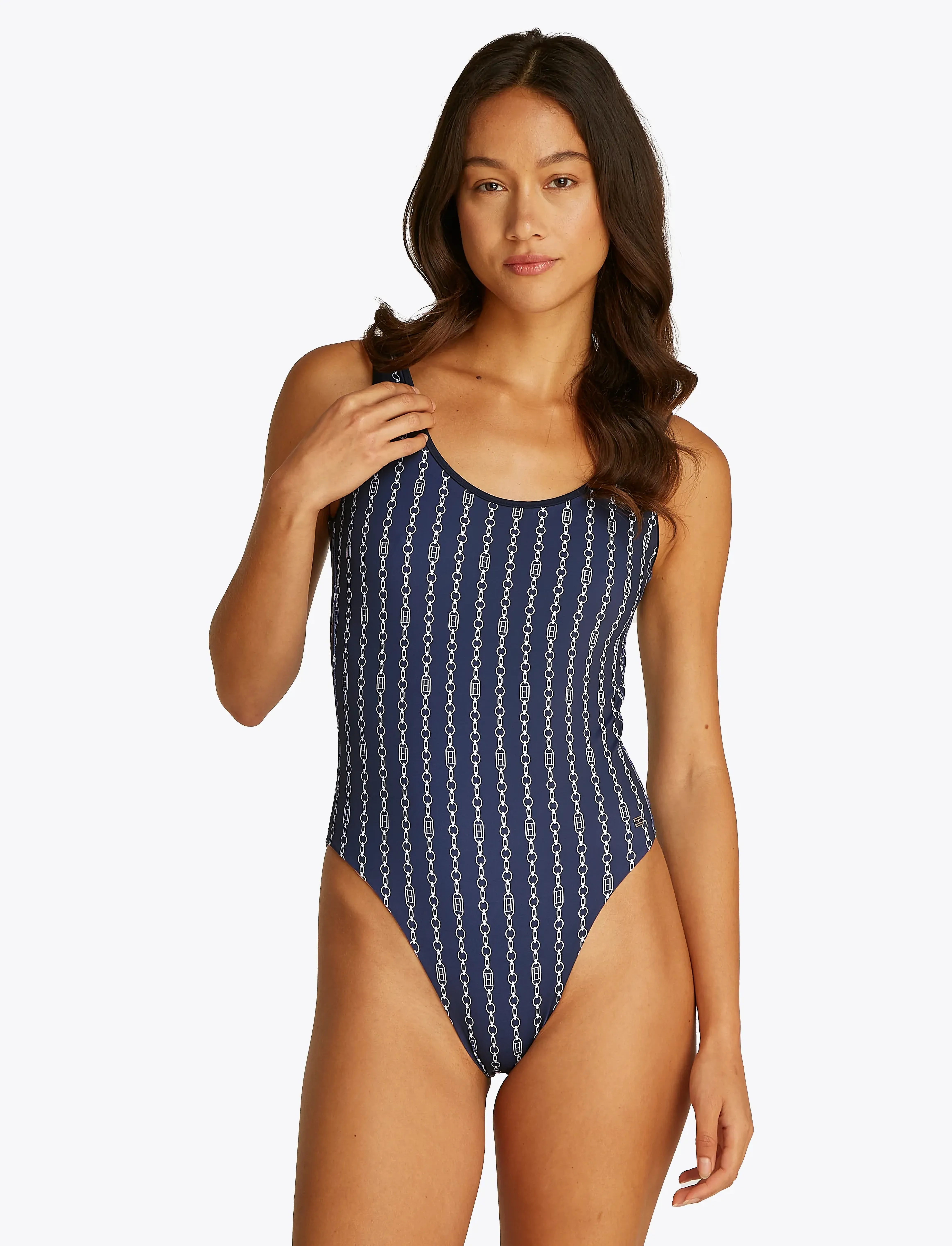 Tommy Hilfiger One Piece Print (Ext), Kvinder, Kæde Print Badedragt, Multi/mønstret, Str: S