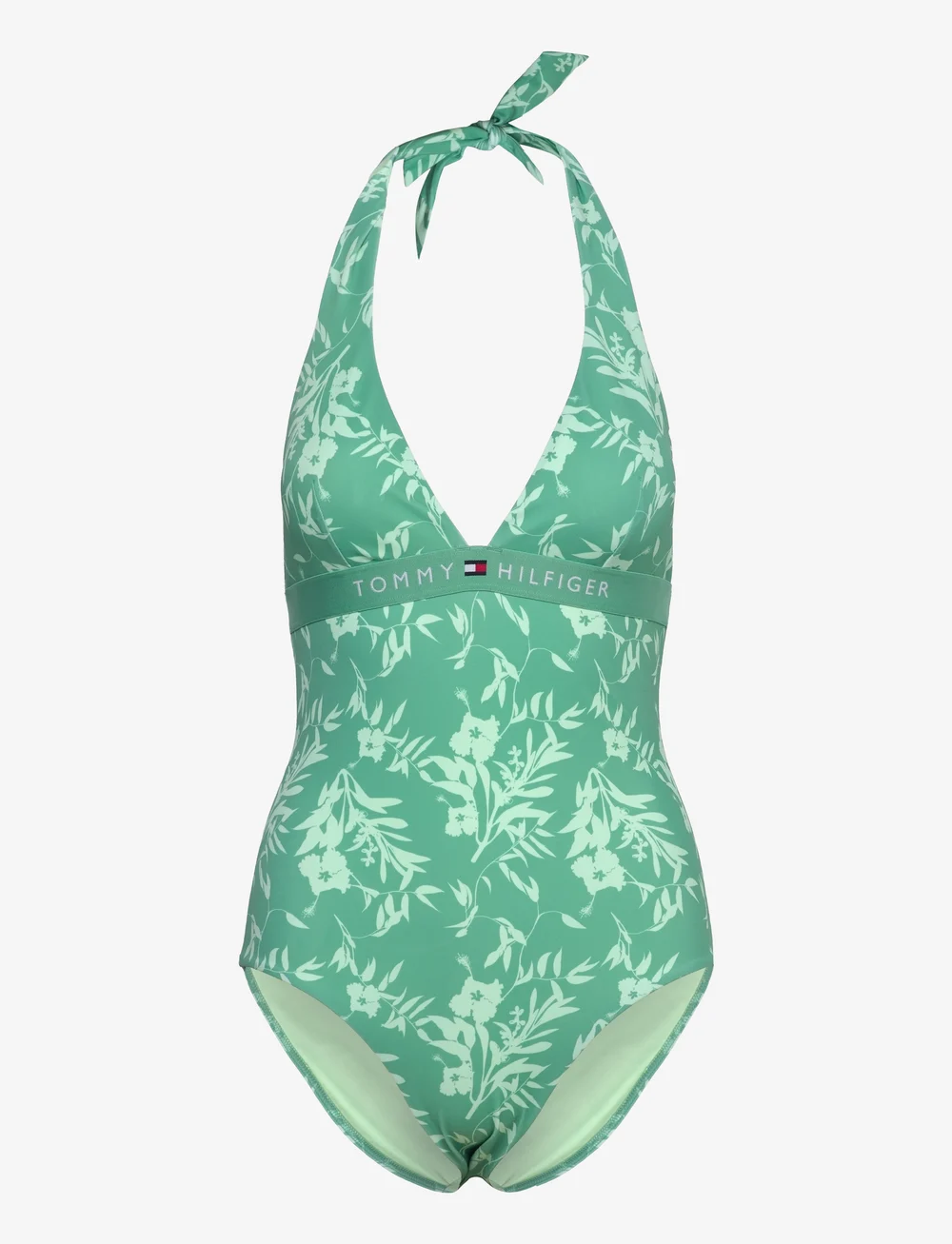 Tommy Hilfiger - HALTER ONE PIECE RP PRINT - badeanzüge - floral tropic aop fort green - 1
