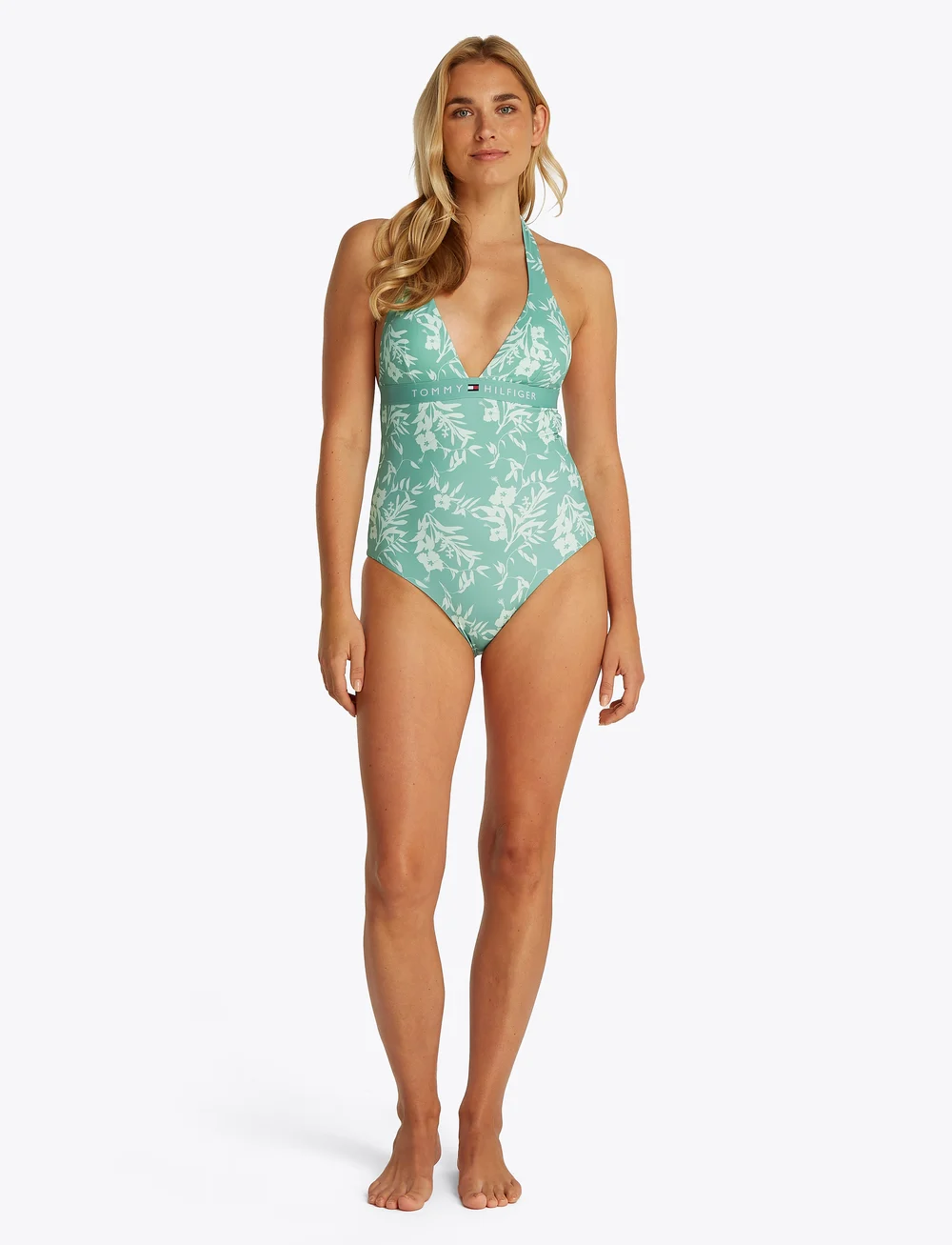Tommy Hilfiger - HALTER ONE PIECE RP PRINT - badeanzüge - floral tropic aop fort green - 4
