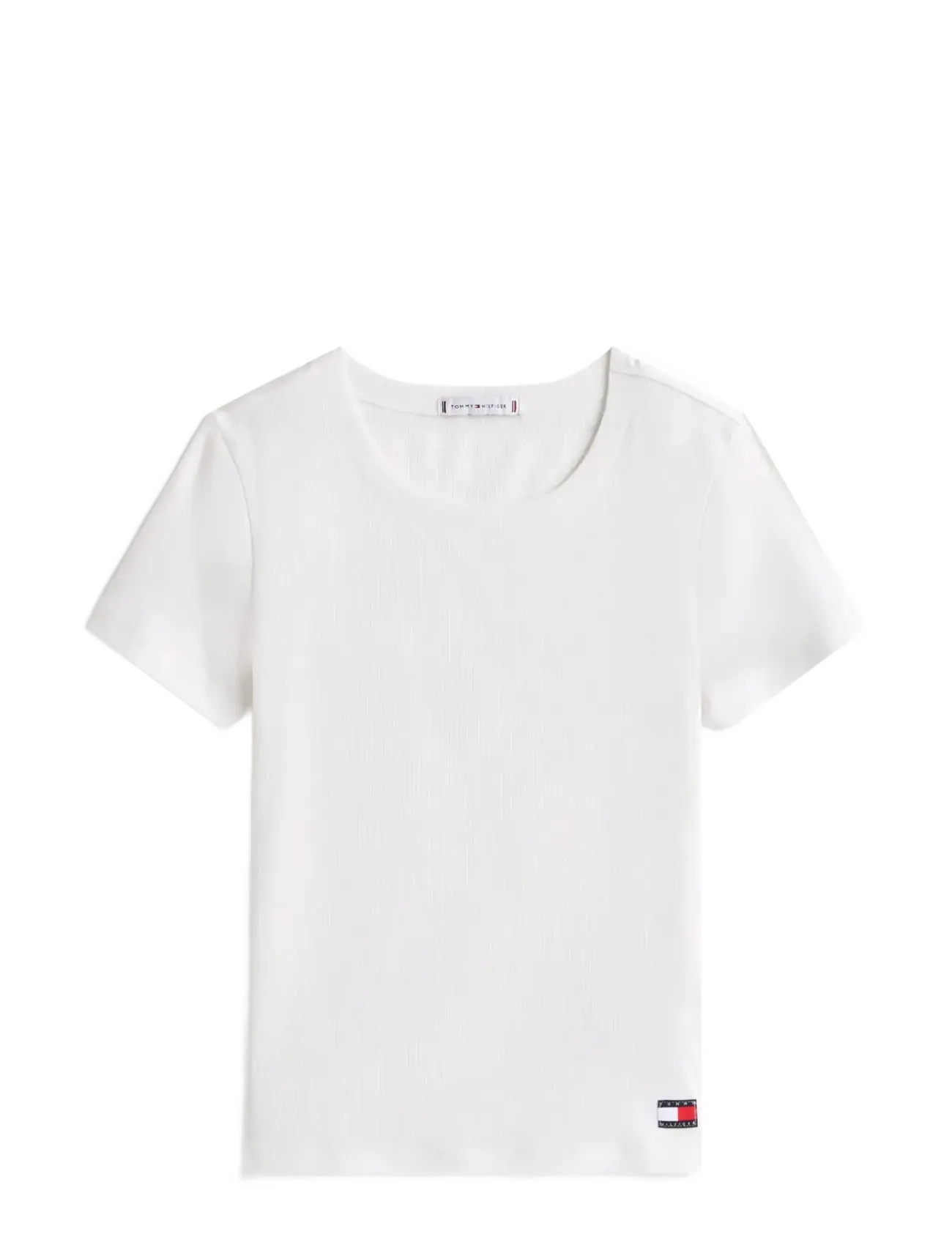 Tommy Hilfiger SS RIB T-SHIRT - T-särgid ja alussärgid - ECRU / white