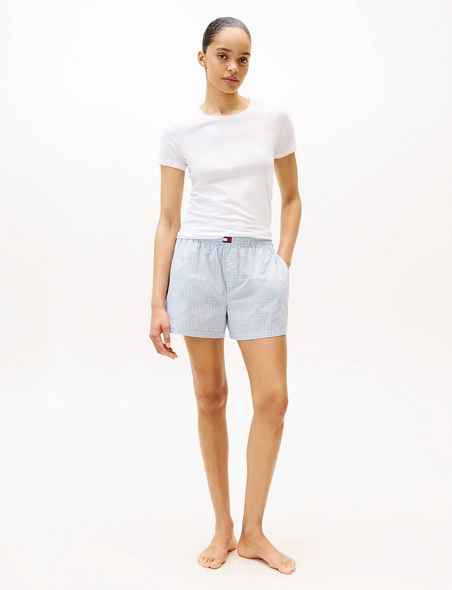 Tommy Hilfiger - PLAID PRT POPLIN SHORTS - strømpebukser - mini plaid cloudy blue - 0