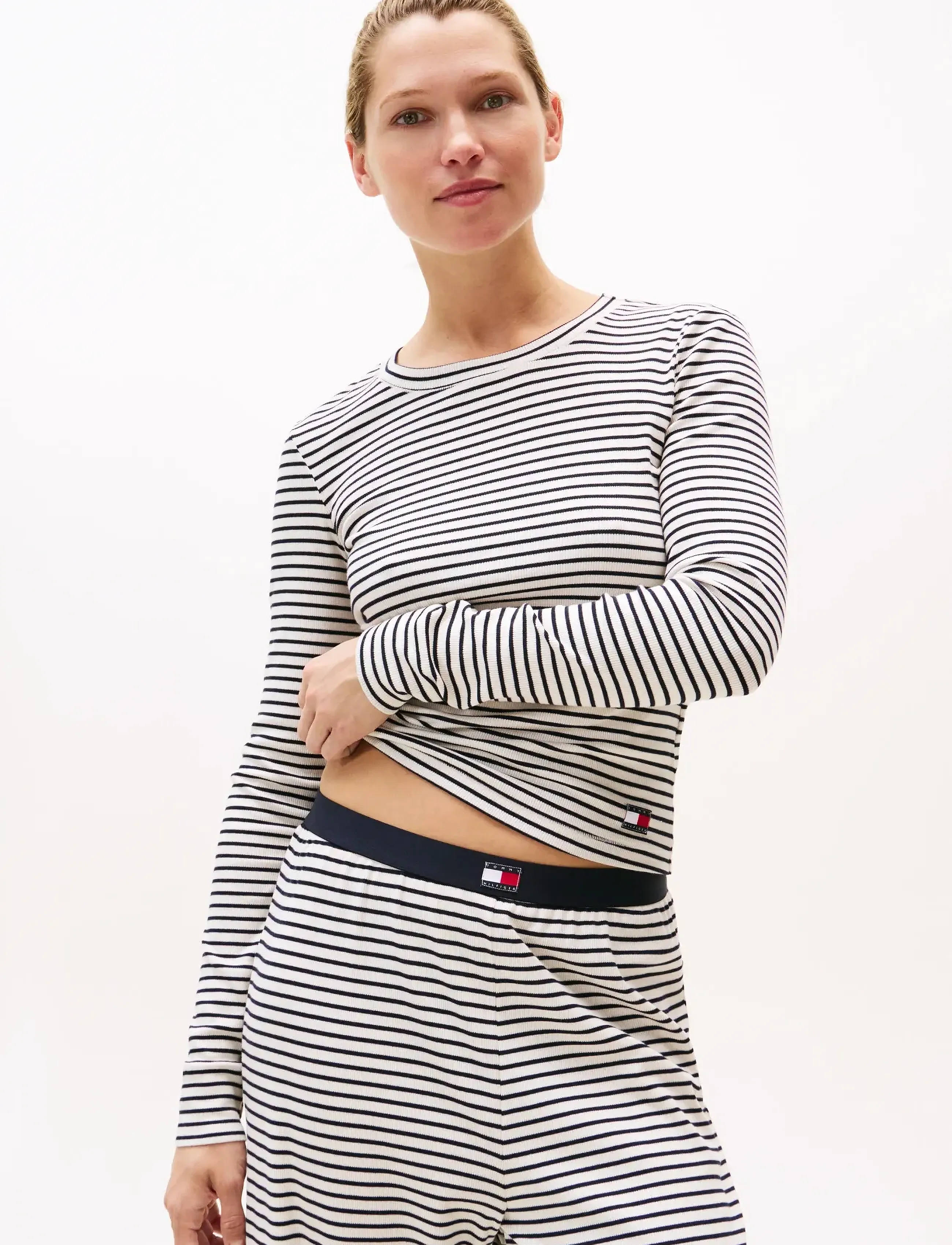 Tommy Hilfiger Print Ls Rib T-Shirt, S, Multi/patterned, T-Shirts & Toppe > Langærmede, Dame