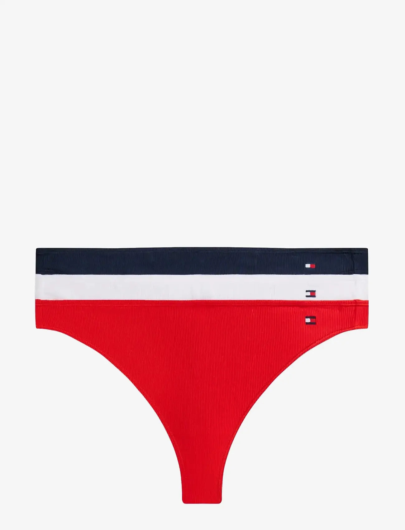 Tommy Hilfiger - 3 PACK DIPPED THONG - stringtrusser - fire red wh nvy - 1