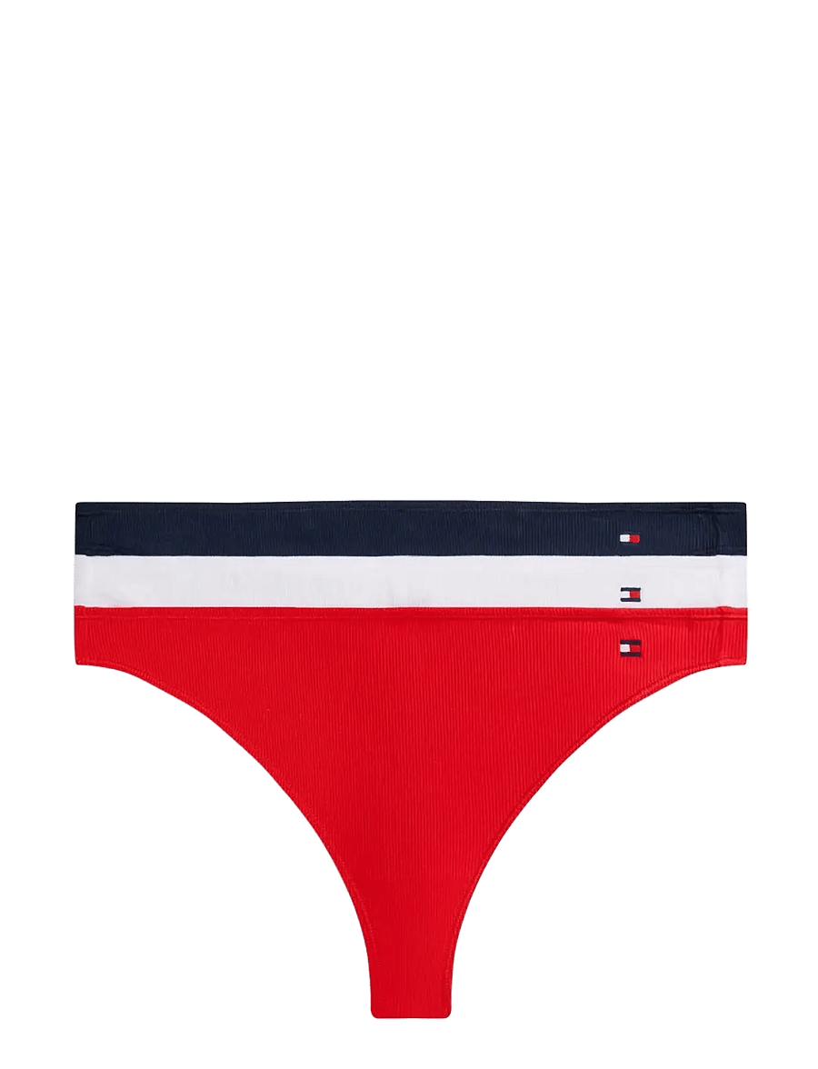 Tommy Hilfiger - 3 PACK DIPPED THONG - stringid - fire red wh nvy - 1