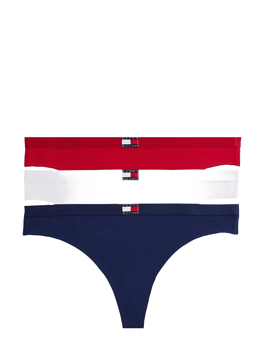 Tommy Hilfiger - 3 PACK THONG - stringtrusser - white/primary red/preppy navy - 1