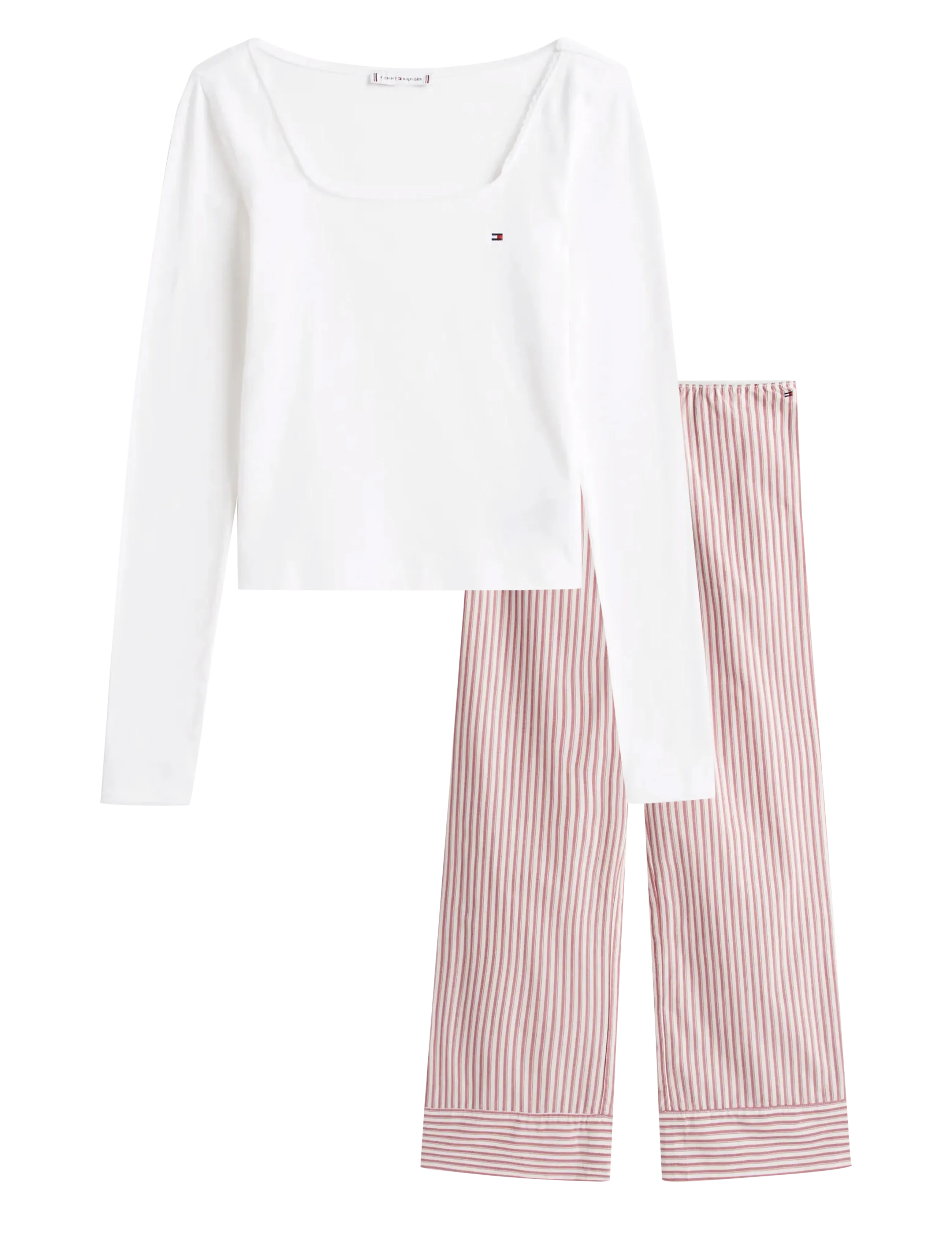 Tommy Hilfiger - LS TEE POINTELLE POPLIN PJ SET - pidžaamad - ecru pointelle/ blazer stp prim red - 5