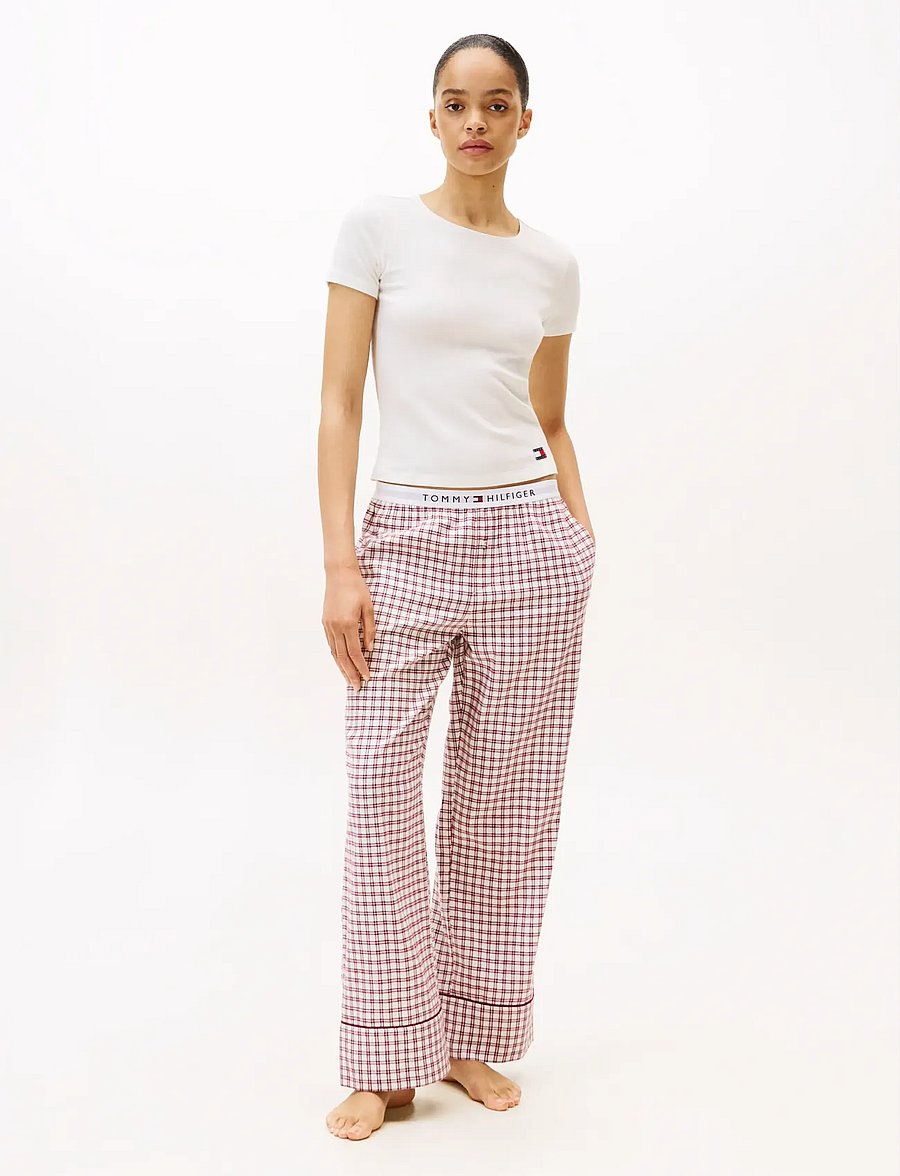 Tommy Hilfiger - PLAID PRT FLANNEL PANTS - pidžaamapüksid - mini plaid ivory silk - 0