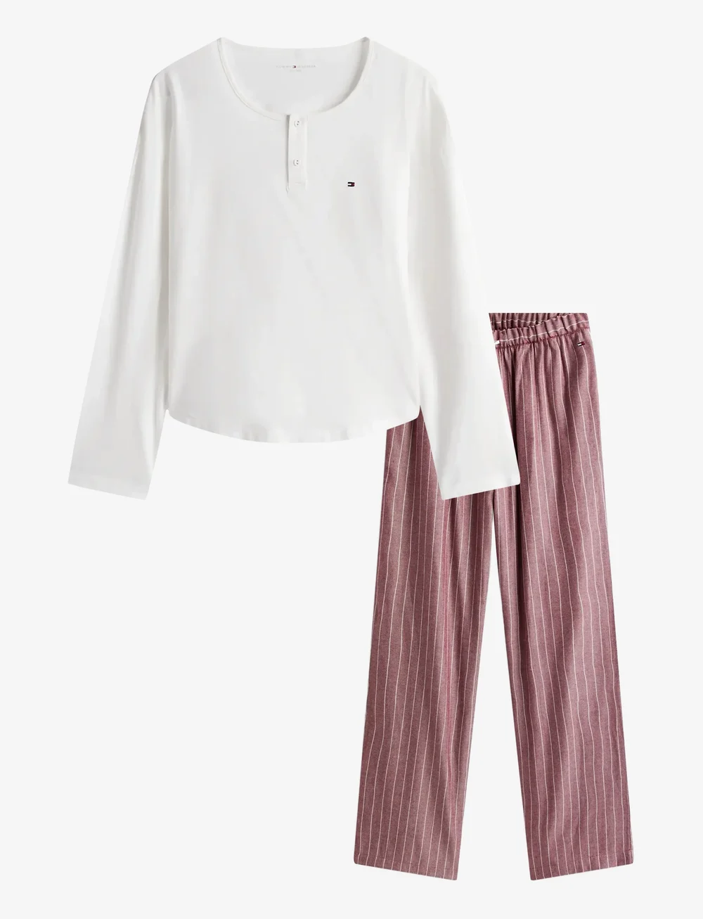 Tommy Hilfiger - GIFT LS TEE FLNL SET W.SLIPPERS - pyjamas - ecru / thin stripe rouge - 1