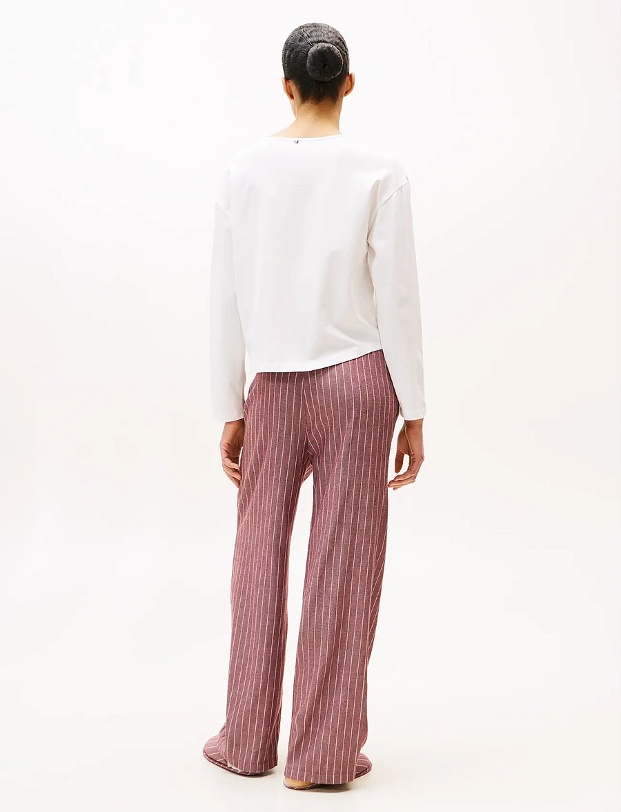Tommy Hilfiger - GIFT LS TEE FLNL SET W.SLIPPERS - pyjamas - ecru thin stripe rouge - 4