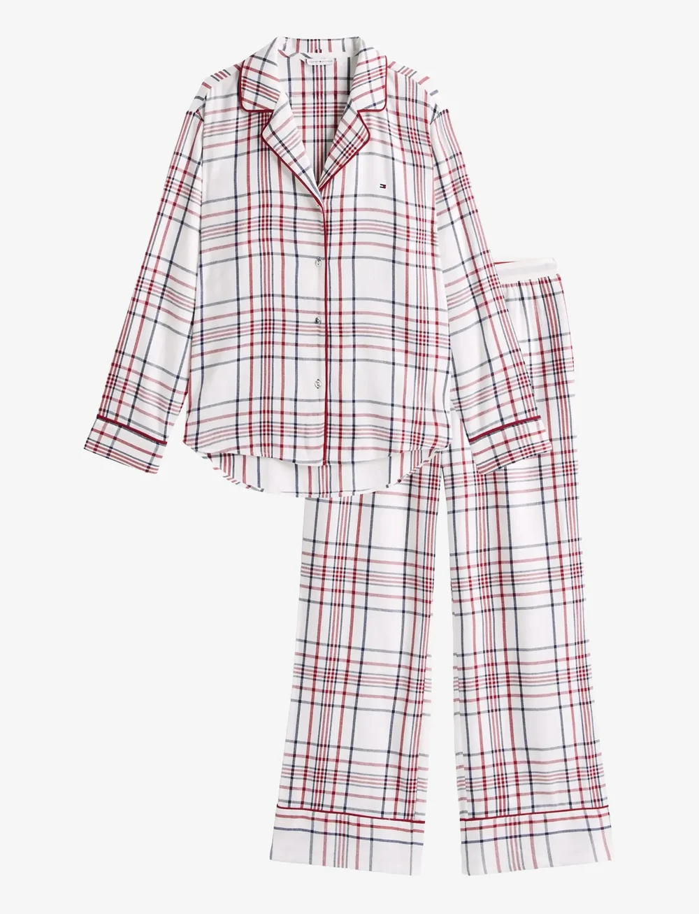 Tommy Hilfiger - GIFT LS FLNL SHIRT SET SLIPPERS - pidžaamad - city plaid ivory silk - 1