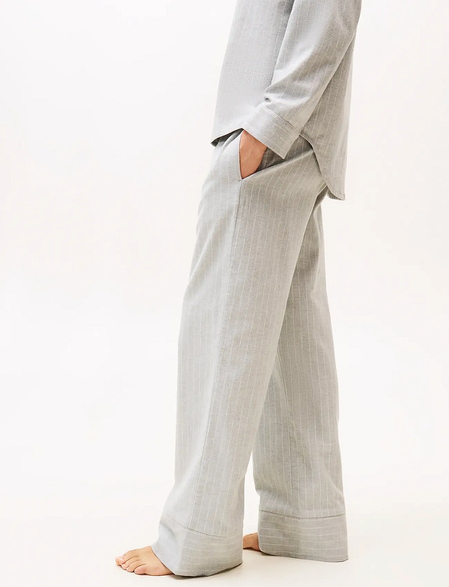 Tommy Hilfiger - LS STRIPE FLNL SHIRT PJ SET - thin stripe light grey - 4