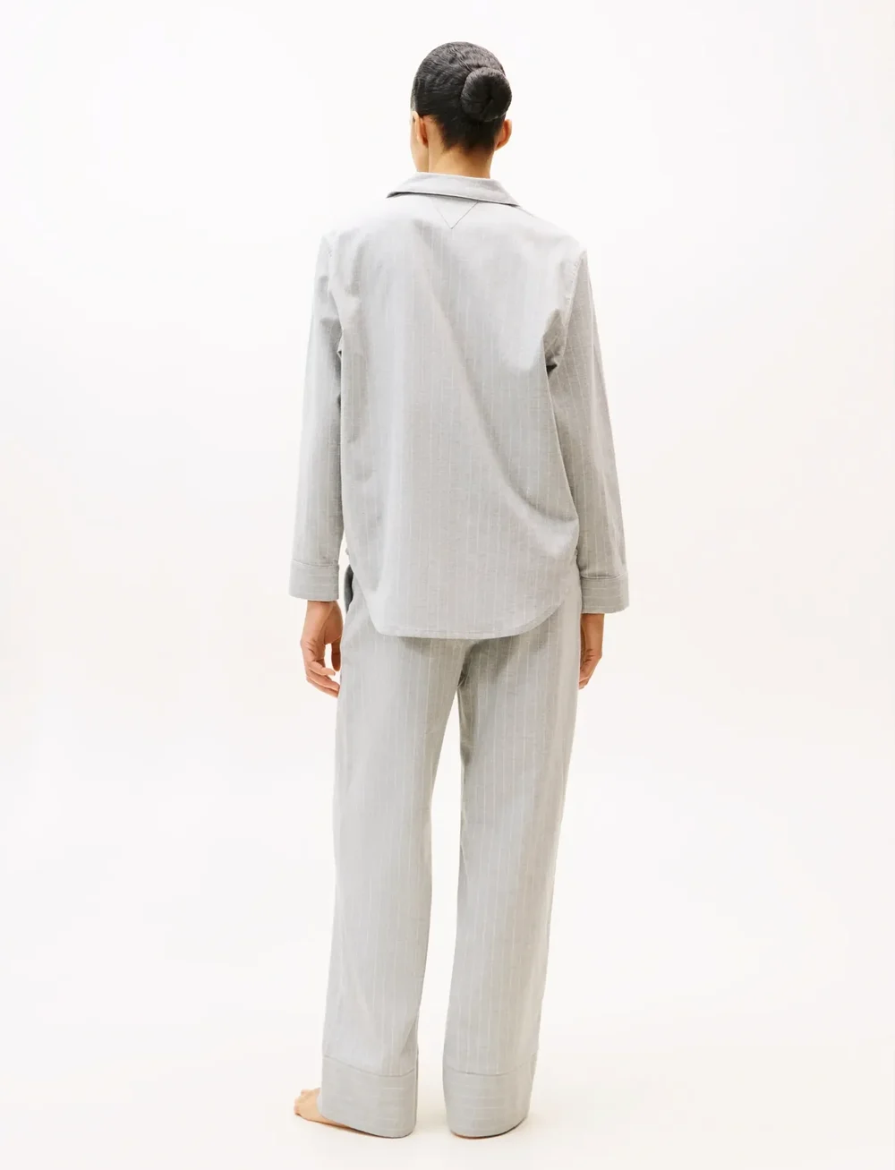 Tommy Hilfiger - LS STRIPE FLNL SHIRT PJ SET - pyjamas - thin stripe light grey - 5