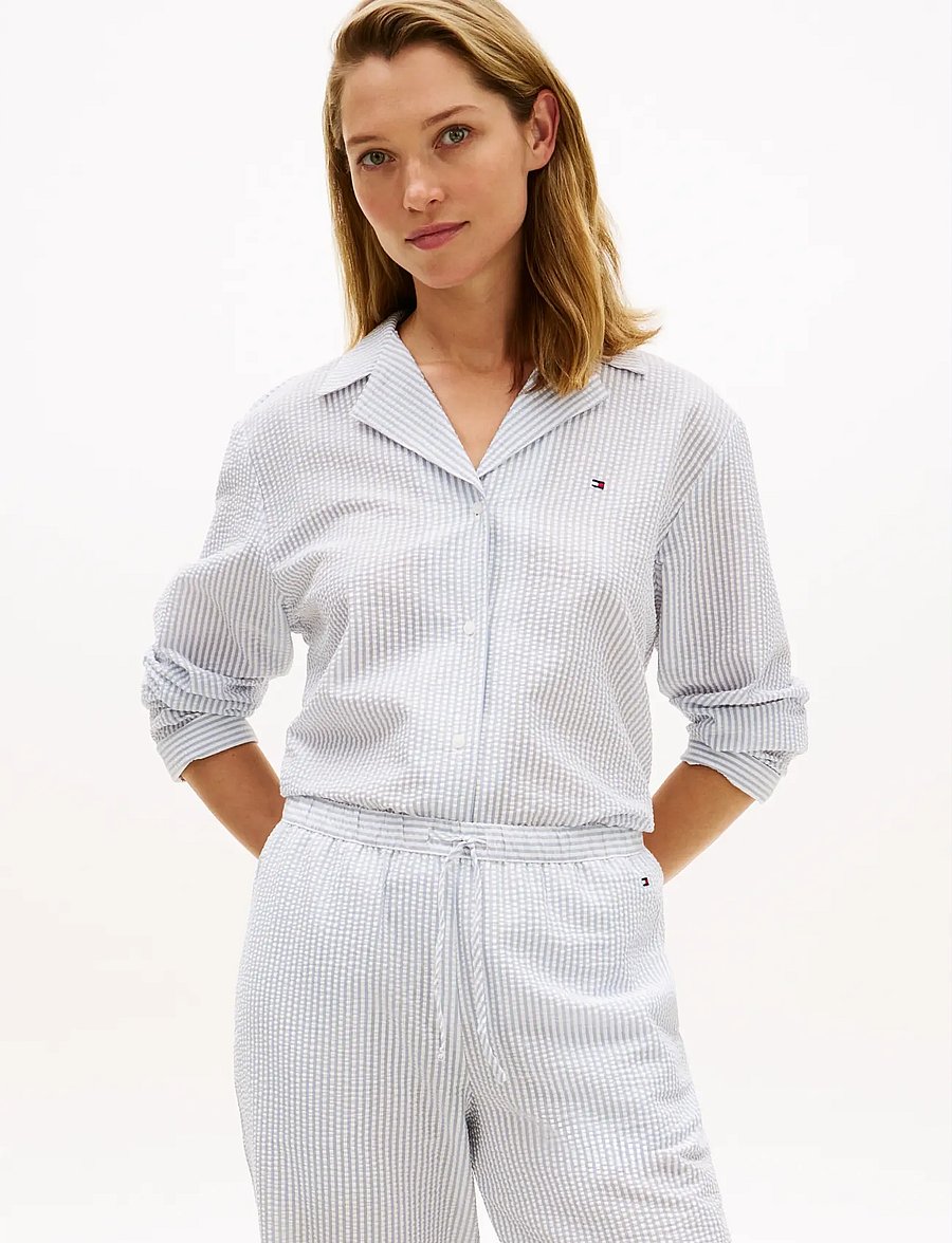 Tommy Hilfiger - LS SEERSUCKER SHIRT - långärmade skjortor - ithaca brisk blue - 0