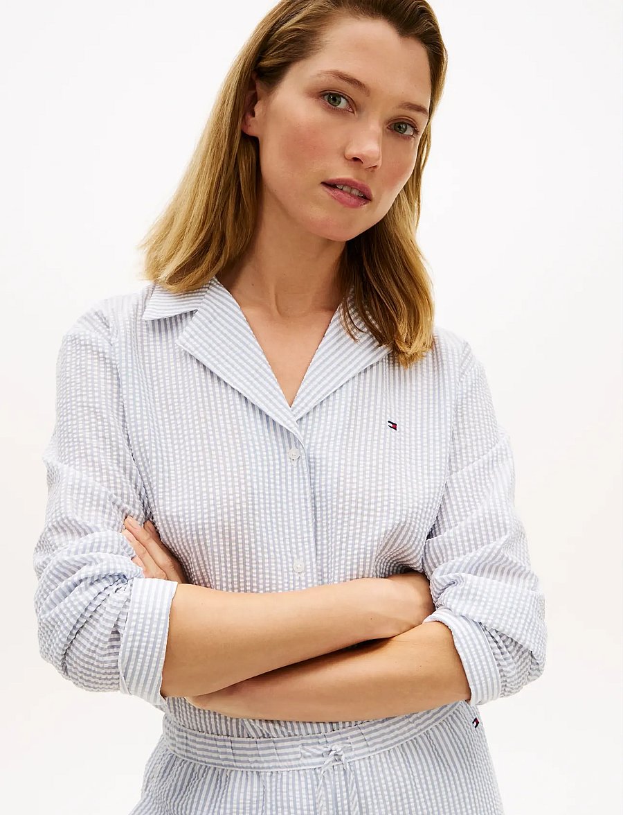 Tommy Hilfiger - LS SEERSUCKER SHIRT - långärmade skjortor - ithaca brisk blue - 4